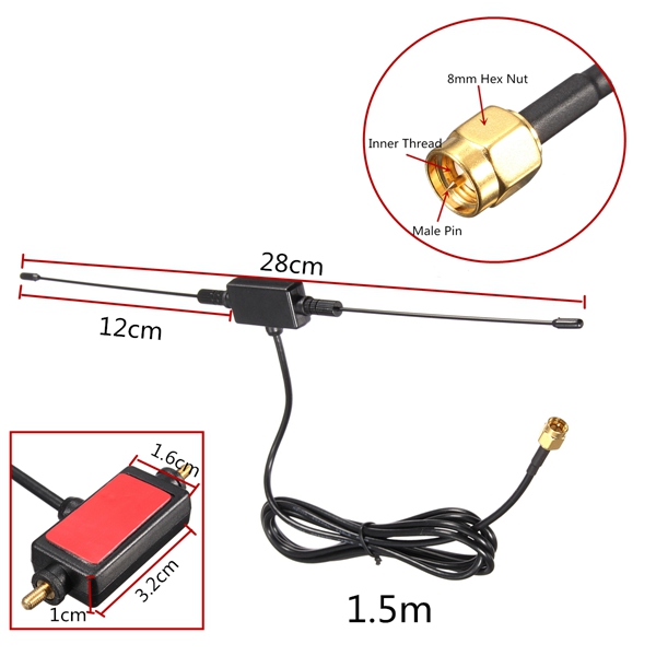 5ft-In-Car-Radio-Digital-TV-Antenna-DVB-T-ISDB-T-433MHZ-Signal-Antenna-993061