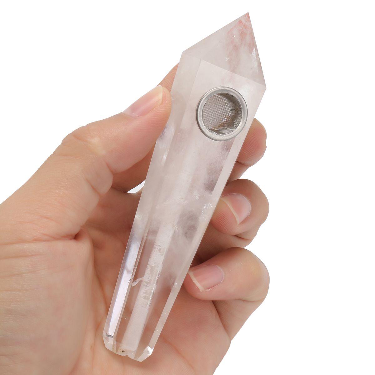 100-Natural-Clear-Quartz-Crystal-Wand-Fluorite-Pipe-with-Carb-Hole-1232362