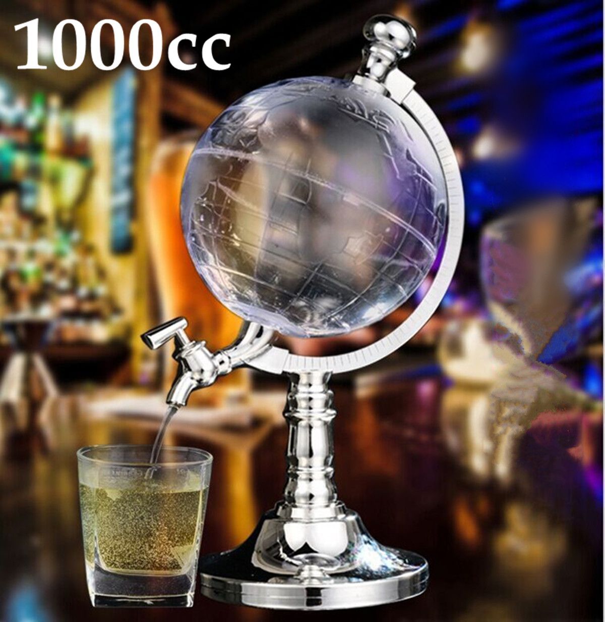 1000cc-Globe-Shaped-Liquor-Drink-Draft-Dispenser-Beverage-Pump-Decanter-Tap-1370965
