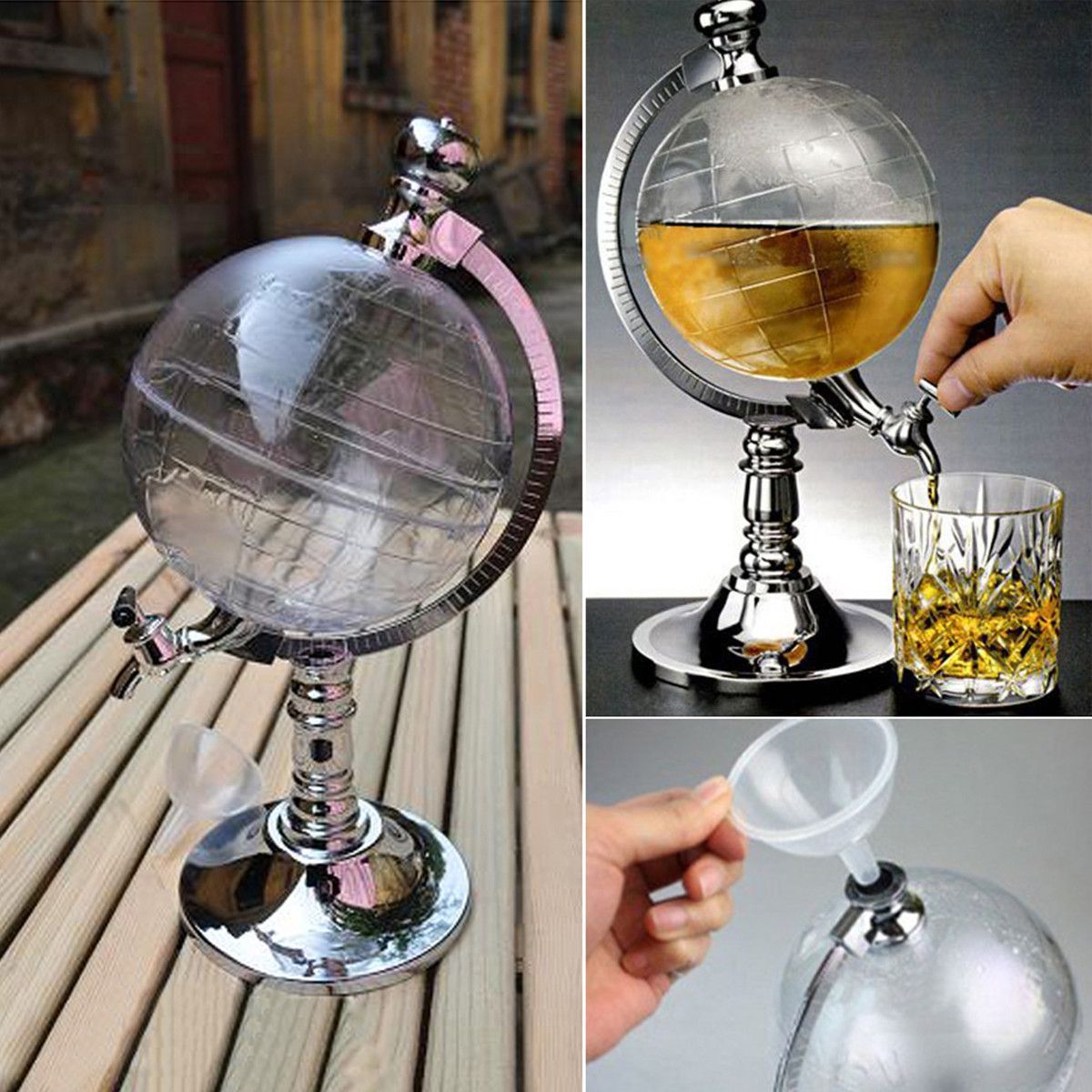 1000cc-Globe-Shaped-Liquor-Drink-Draft-Dispenser-Beverage-Pump-Decanter-Tap-1370965