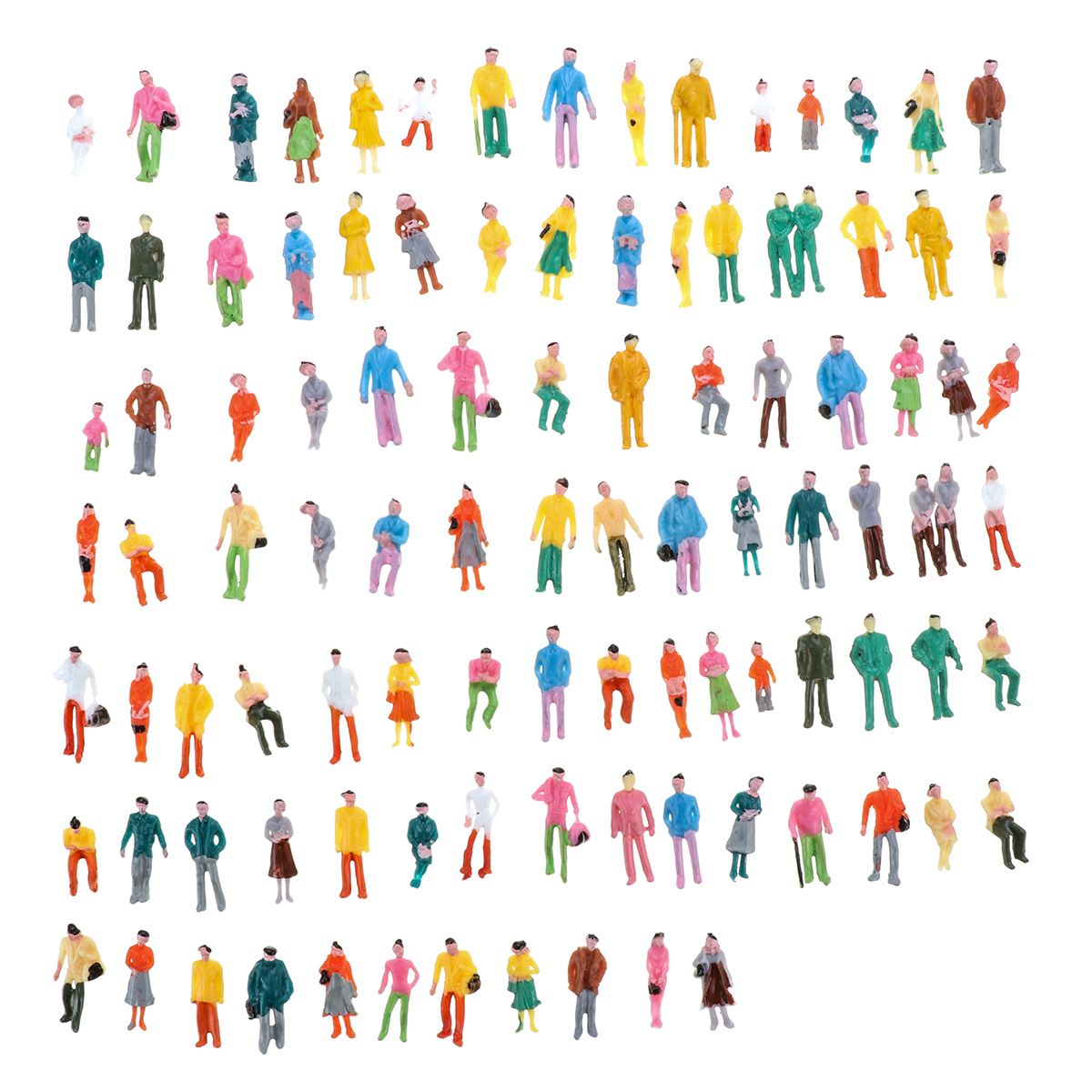 100Pc-187-Painted-Layout-Model-Decorations-Passenger-People-Figures-HO-Scale-Assorted-Poses-1673470