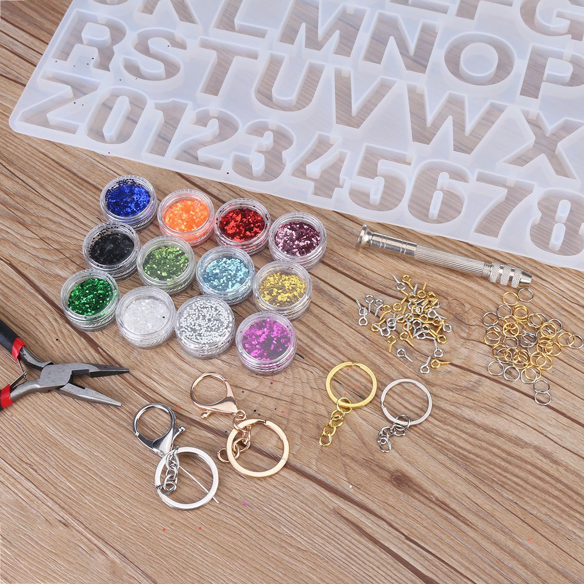 106pcs-Jewelry-DIY-Mould-Handmade-Crystal-Glue-Mould-Set-Resin-Silicone-Mold-Kit-1739575