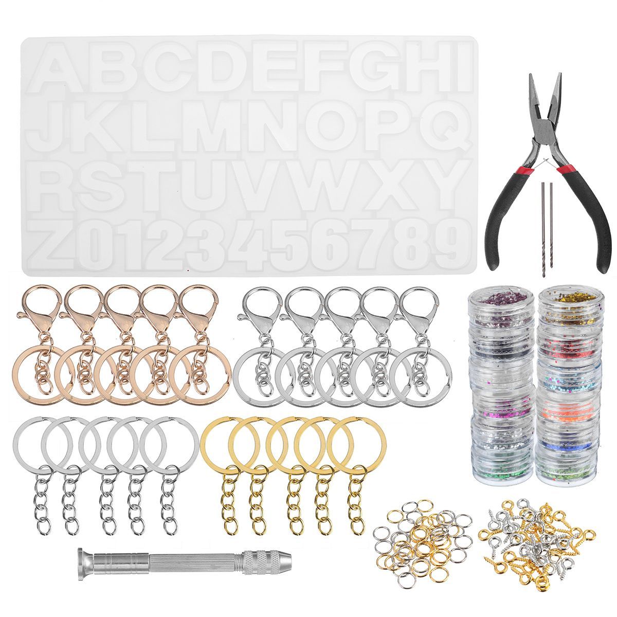 106pcs-Jewelry-DIY-Mould-Handmade-Crystal-Glue-Mould-Set-Resin-Silicone-Mold-Kit-1739575