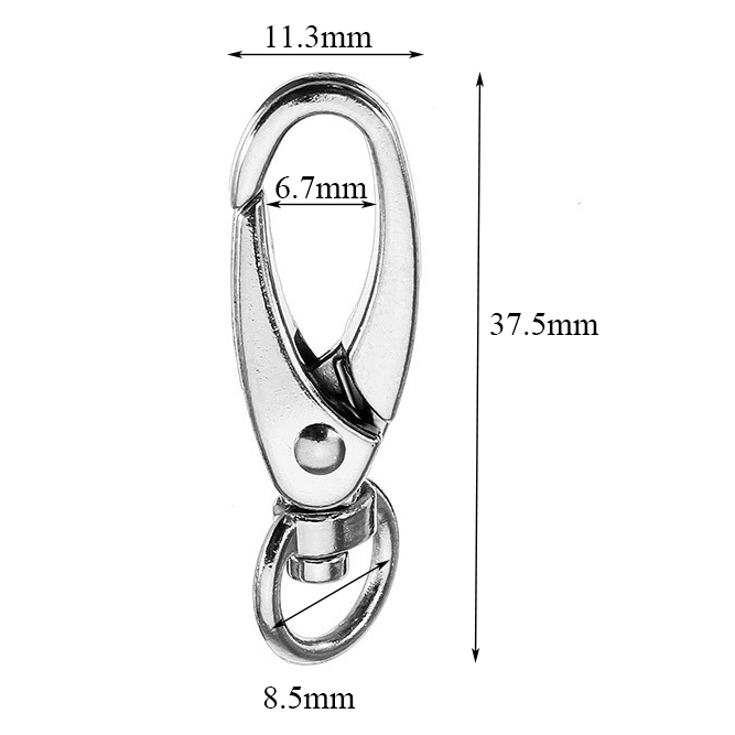 10Pcs-375mm-Silver-Zinc-Alloy-Oval-Swivel-Spring-Snap-Hook-Trigger-Clip-with-85mm-Round-Ring-1152651