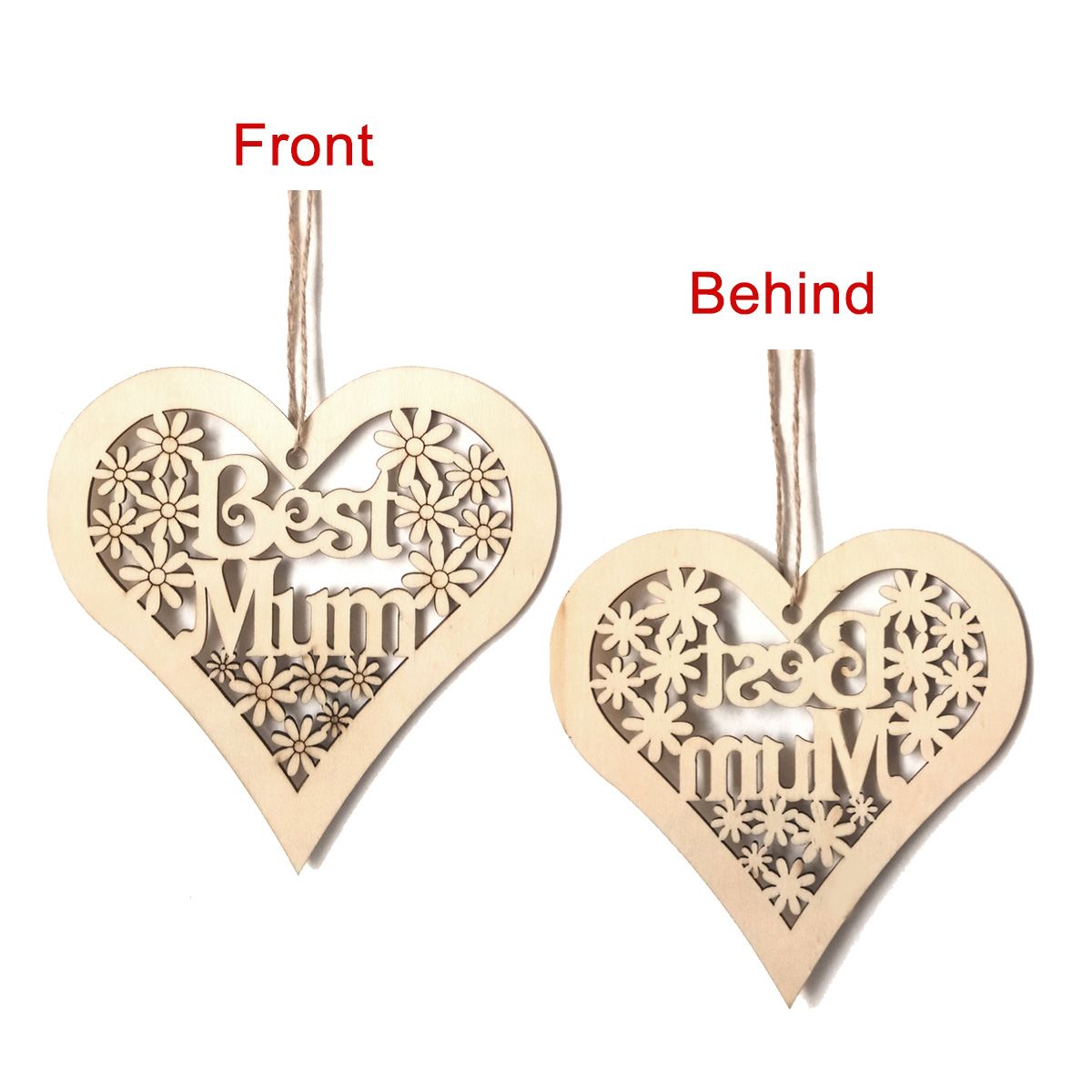 10cm-Wooden-Plaque-Mum-Heart-Shape-Flowers-Mothers-Day-Hanging-Decorations-Craft-Gift-1464275