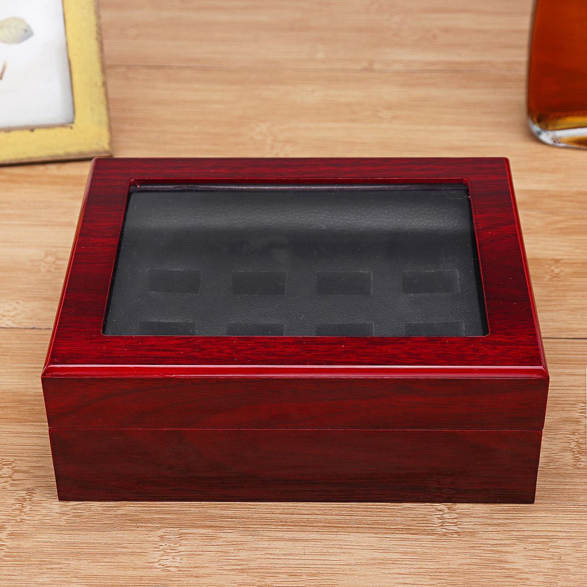 12-Holes-Wooden-Box-For-Championship-Ring-Collection-Display-Red-Black-1502285