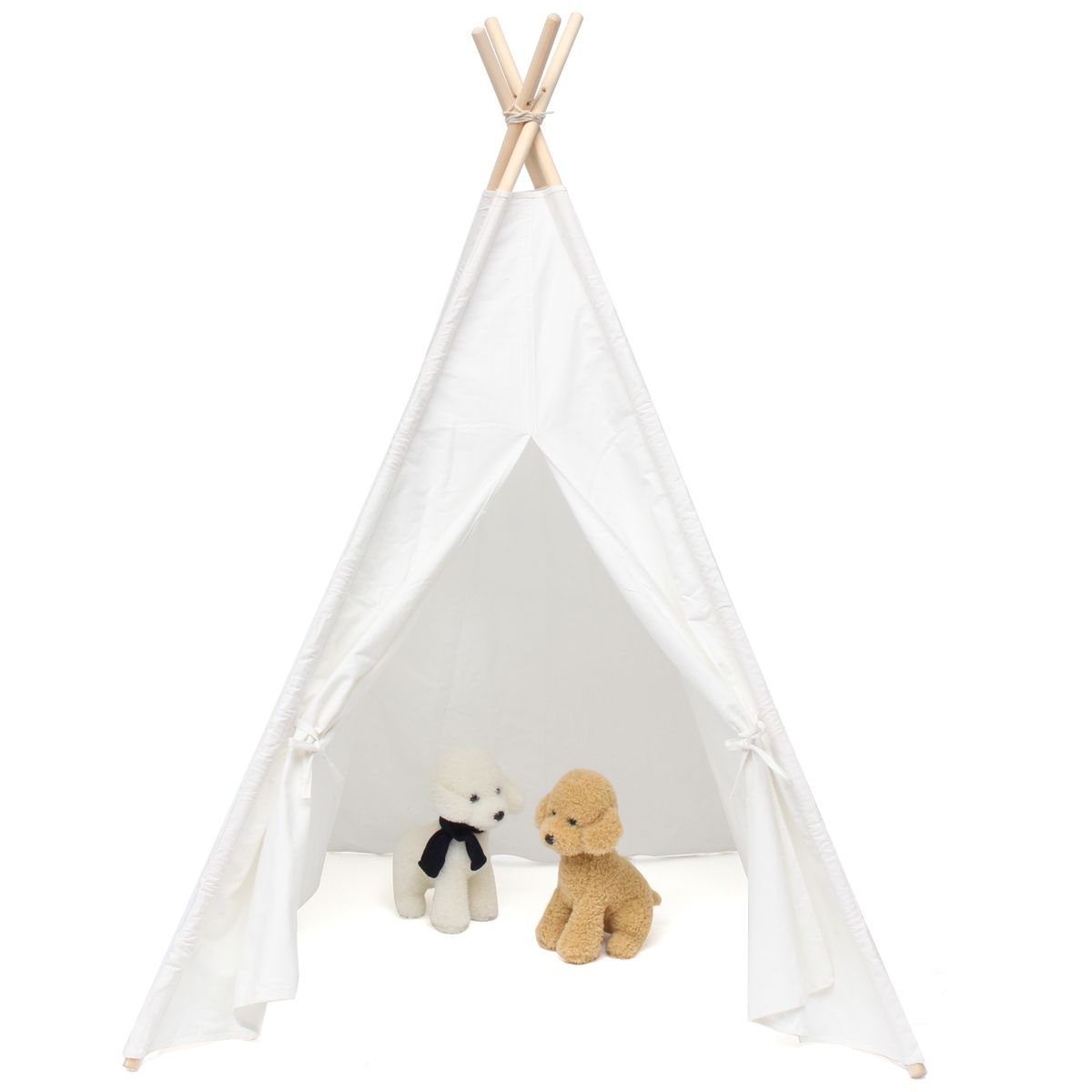 120x120x150cm-White-Canvas-Kids-Teepee-Children-Home-Game-Toy-Play-Tent-Cubby-1352995