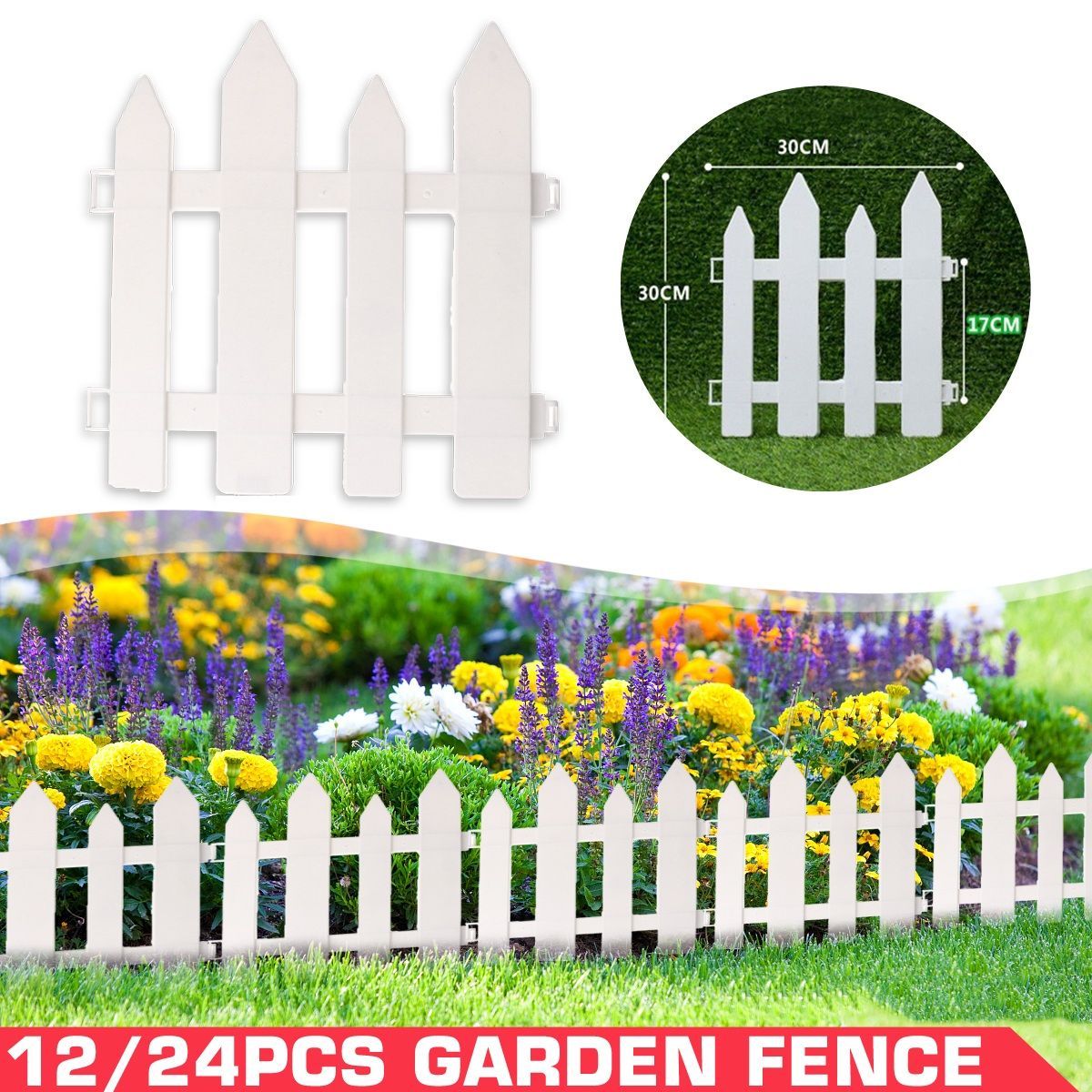 1224PCS-Outdoor-PVC-Plastic-White-Fence-Garden-Flowerpot-Parterre-Fence-Decoration-1741797