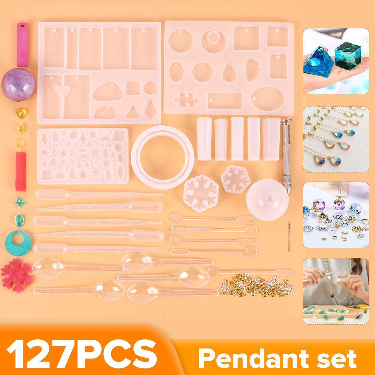 127PCS-Silicone-Pendant-Mould-Jewelry-Making-Necklace-DIY-Mold-Set-Craft-Easy-1741190