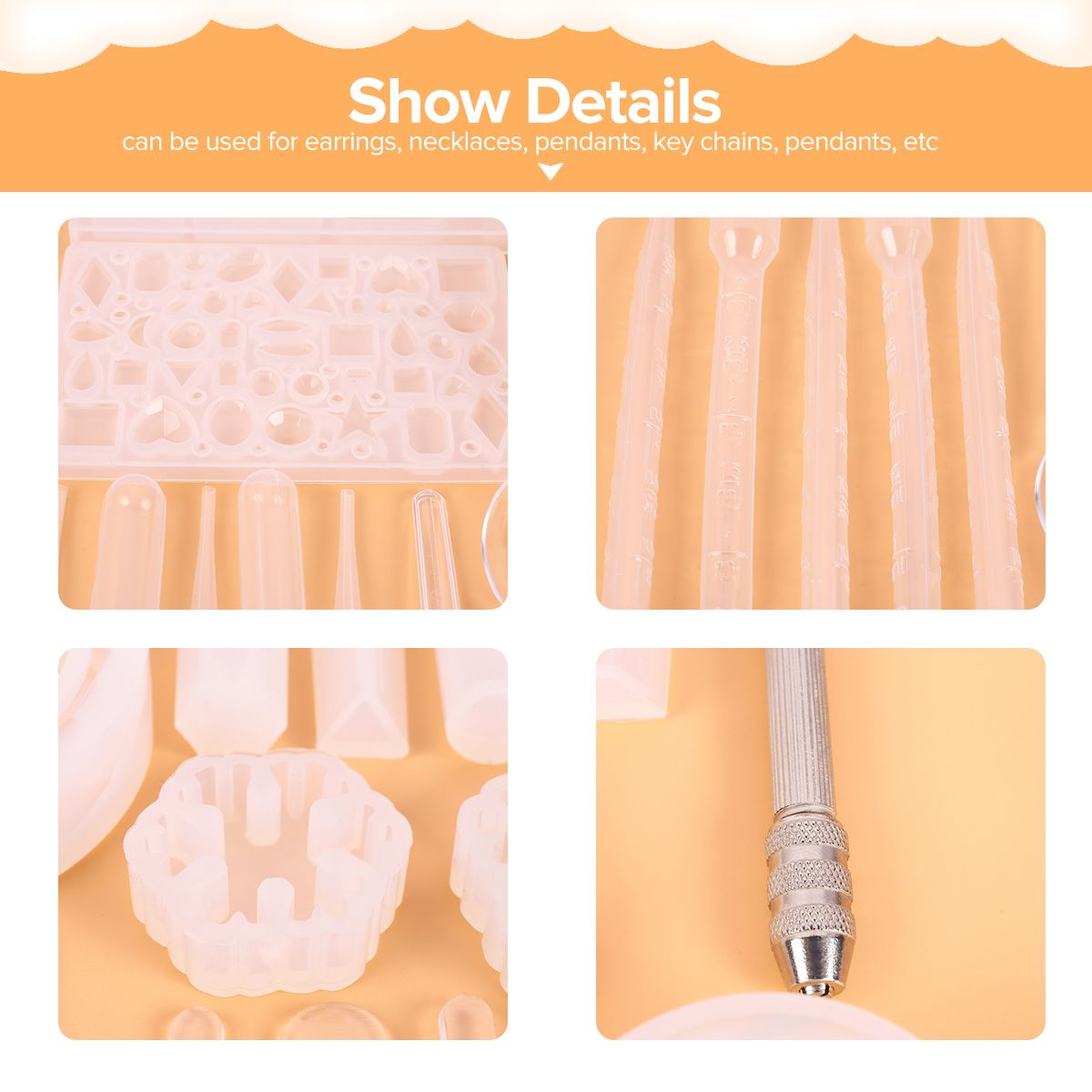 127PCS-Silicone-Pendant-Mould-Jewelry-Making-Necklace-DIY-Mold-Set-Craft-Easy-1741190