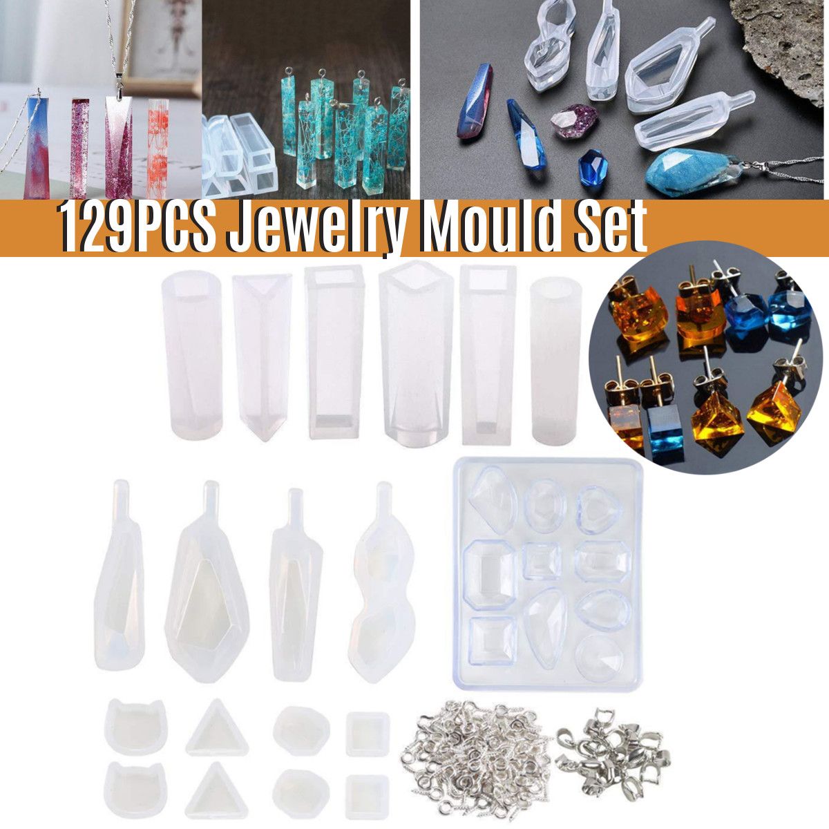 129Pcs-Resin-Casting-Molds-Kit-Silicone-Mold-Jewelry-Pendant-Mould-Set-1662278