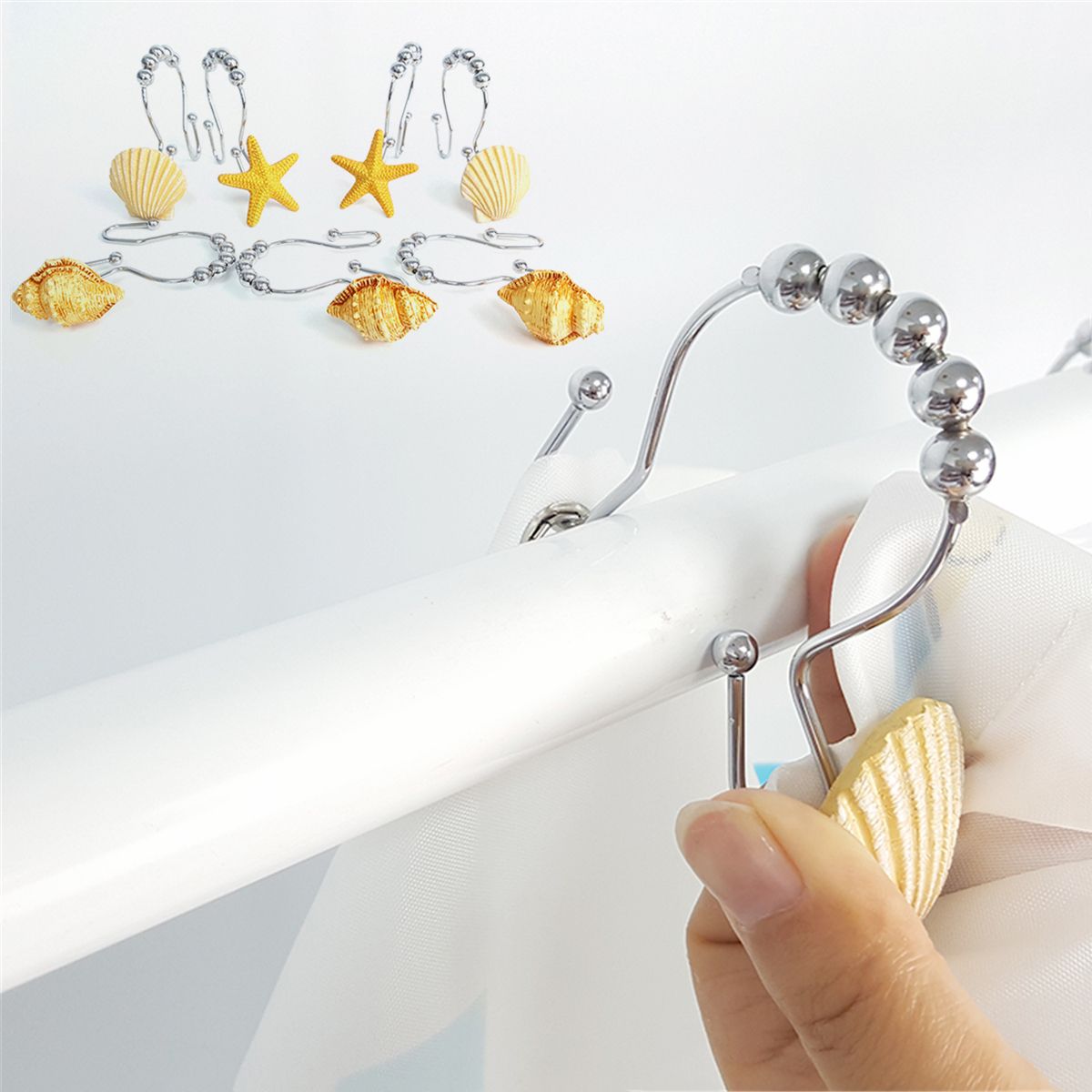12PcsSet-Resin-Decorative-Seashell-Shower-Curtain-Stainless-Steel-Hook-Bathroom-1468189