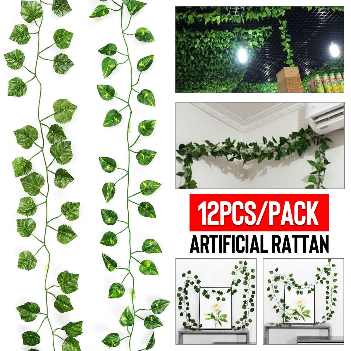 12pcsPack-Artificial-Rattan-Advanced-Silk-Cloth-Grape-Green-Dill-Leaves-Decor-1716621
