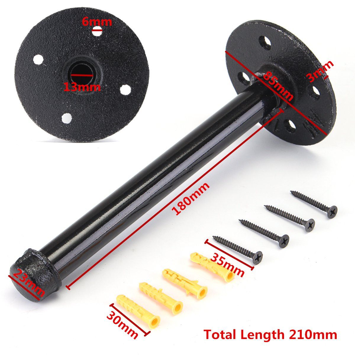 12quot-Iron-Industrial-Pipe-Shelf-Flange-Bracket-210mm-Shelf-Support-With-Screws-1421027