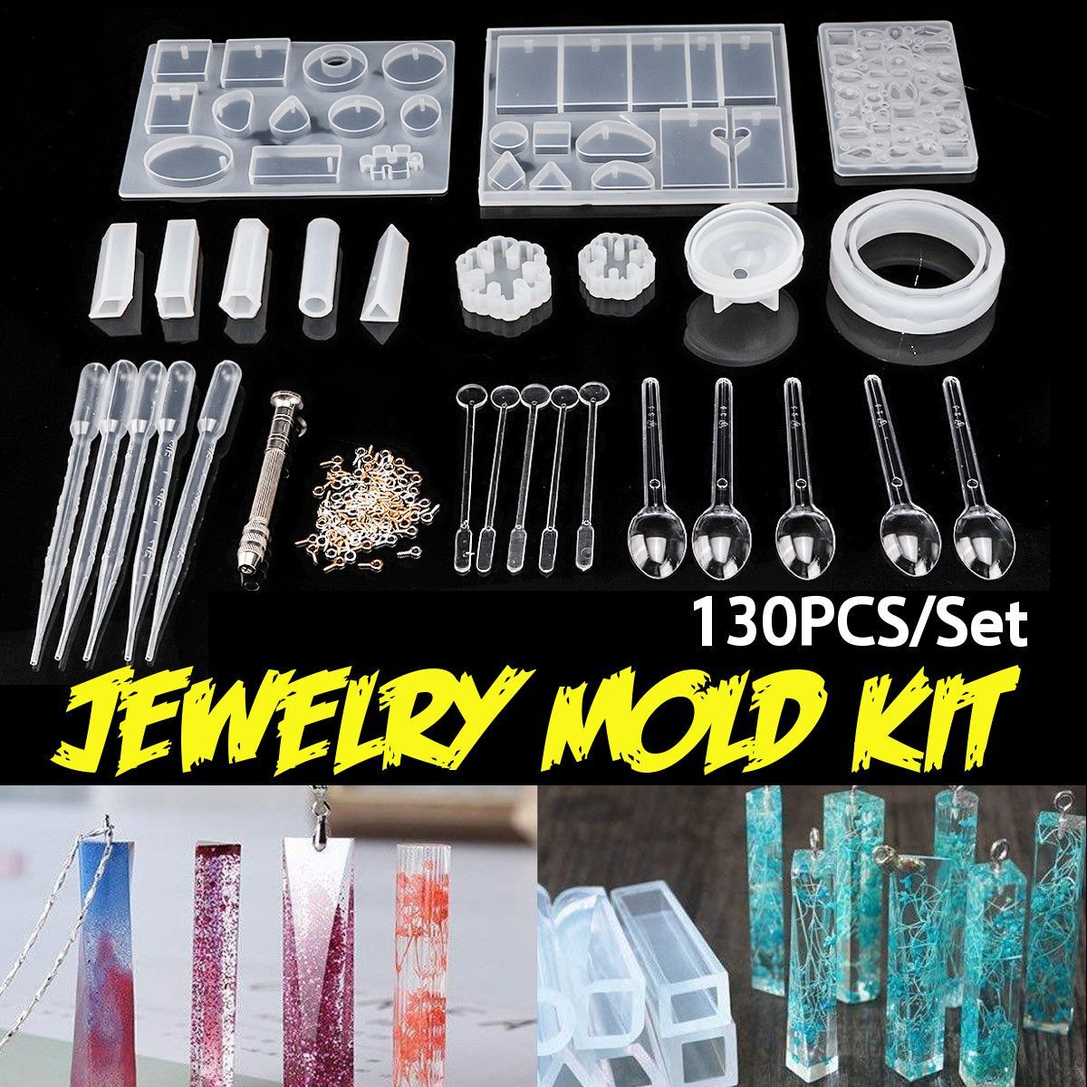130Pcs-Resin-Casting-Molds-Kits-Silicone-Mold-Making-Jewelry-Pendant-Mould-Craft-1660485