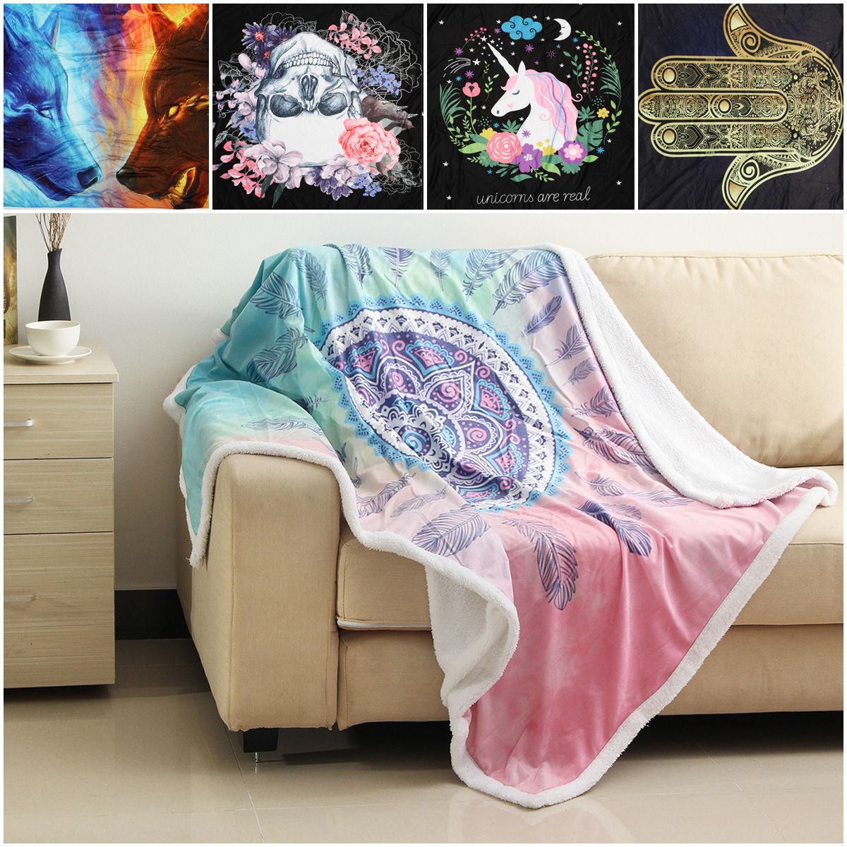 130x150cm-3D-Animal-Plush-Printing-Hooded-Blankets-Double-Layer-Warm-Blanket-1583636