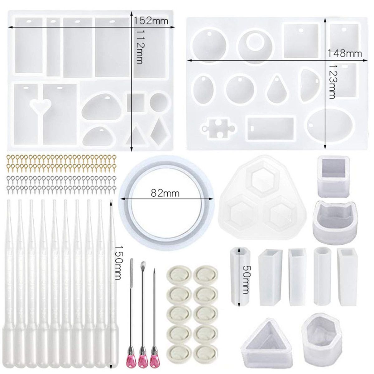 135PcsSet-Silicone-Resin-Casting-Mold-Epoxy-Set-Jewelry-Pendant-Mould-Tool-Craft-1603008