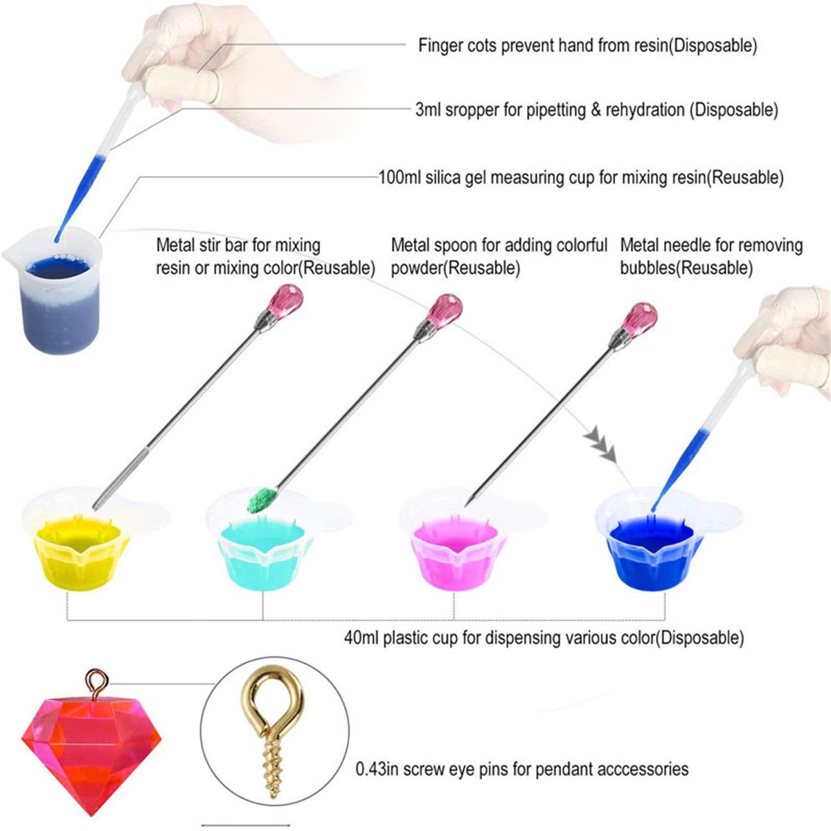 135PcsSet-Silicone-Resin-Casting-Mold-Epoxy-Set-Jewelry-Pendant-Mould-Tool-Craft-1603008