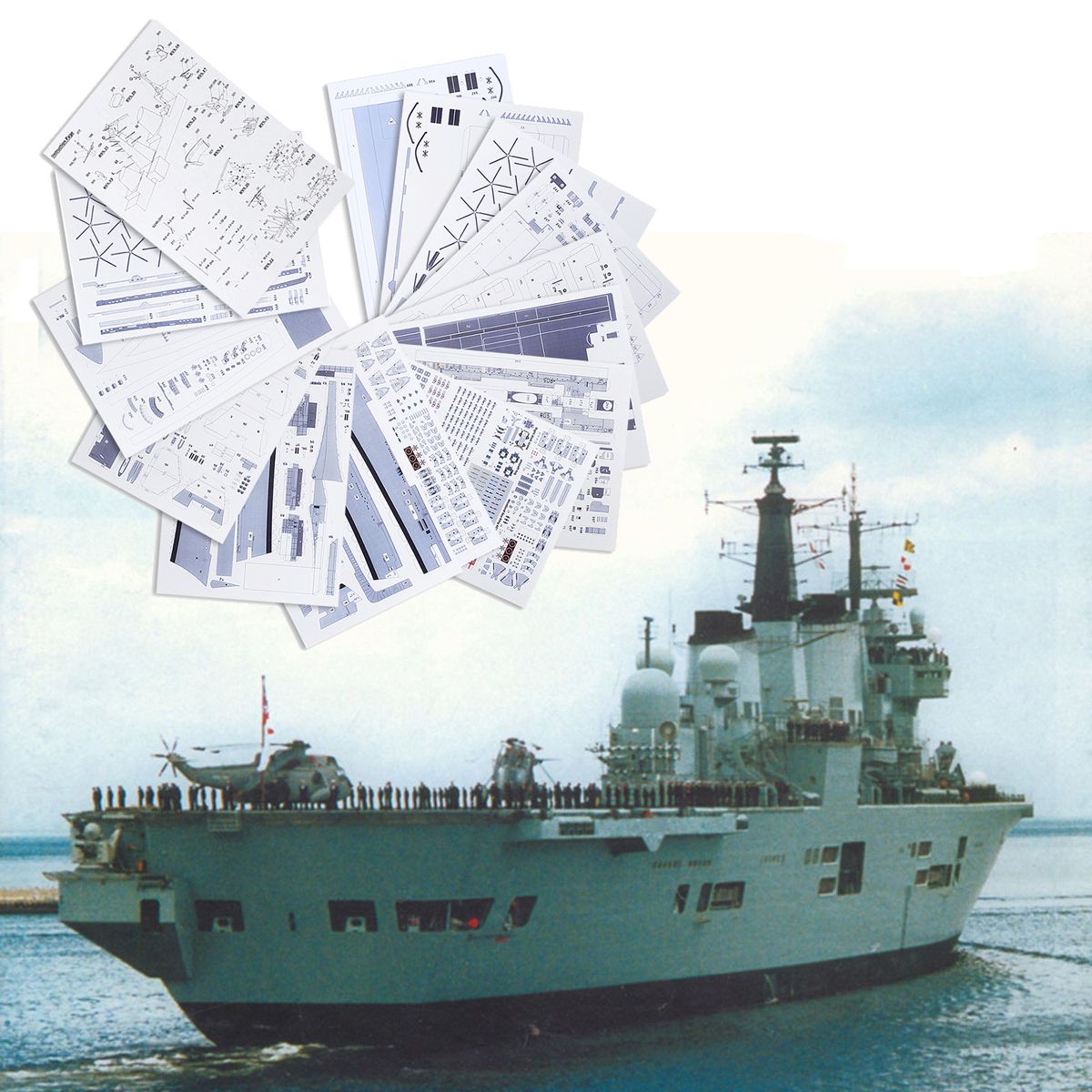 1400-3D-Paper-Model-DIY-England-Invincible-Class-Aircraft-Carrier-Ship-Boat-Kit-Sailing-Boats-Model-1560804