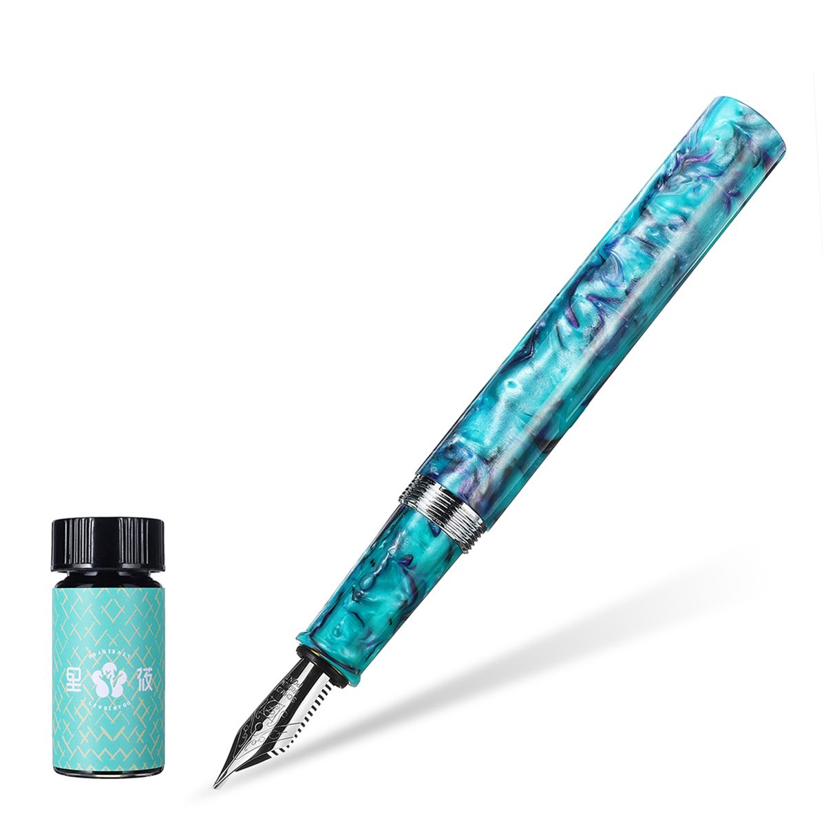 145x15cm-Screw-Cap-F-shape-Iridium-Nib-LIY-Fountain-Pen-With-Box-Student-Office-Ink-Pens-1470958