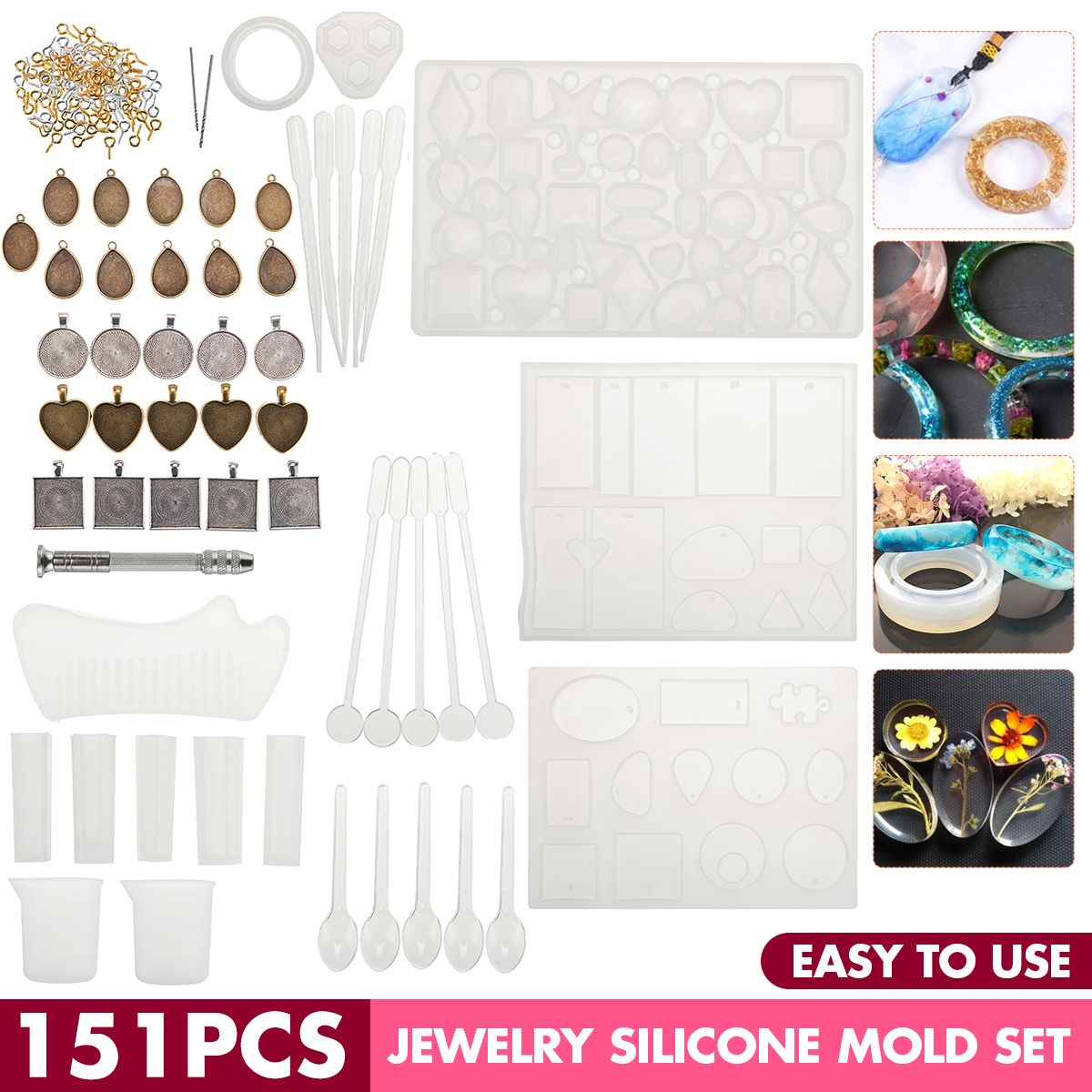 151pcs-Resin-Casting-Silicone-Molds-Epoxy-Spoon-Set-Jewelry-Making-Pendant-Craft-1739567