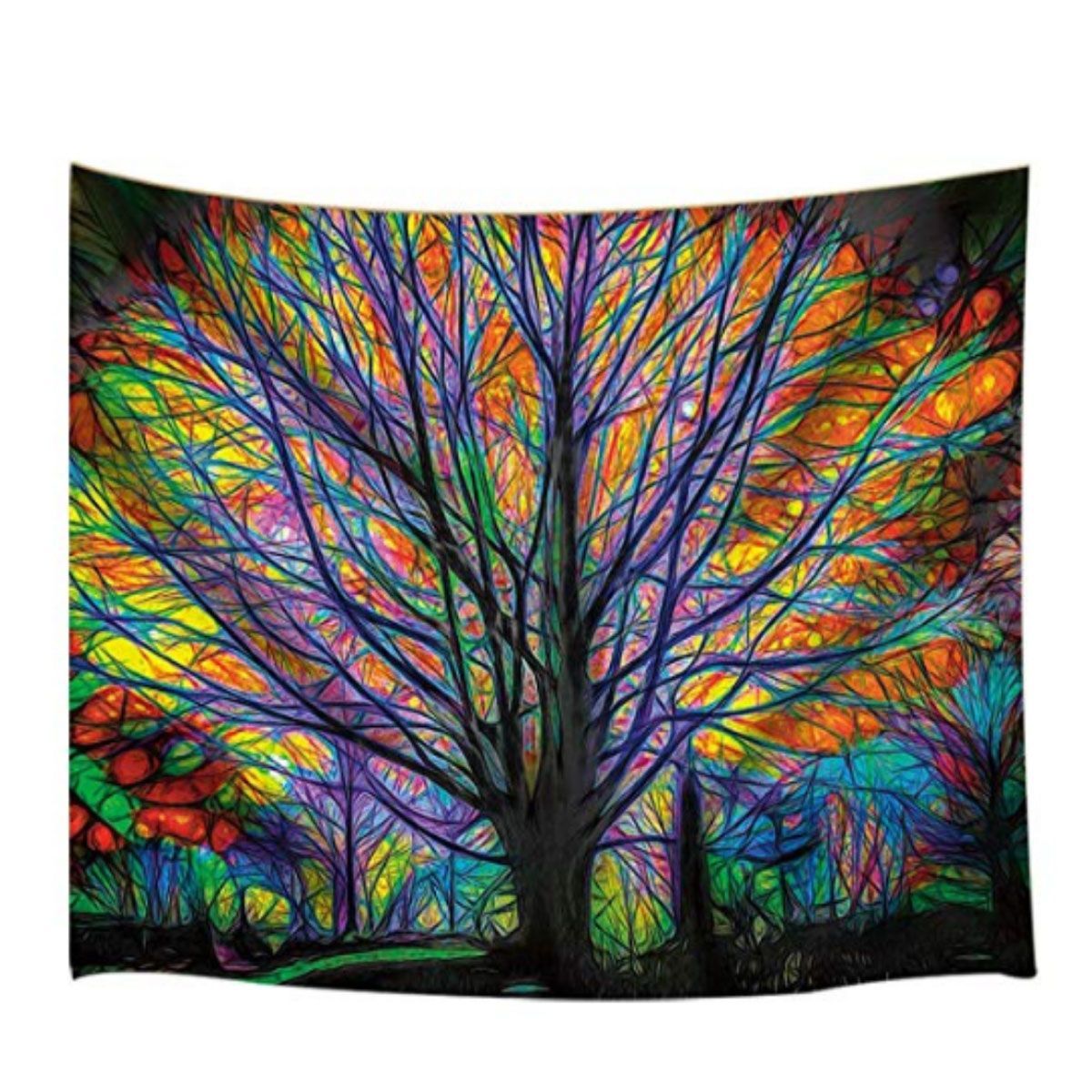 180x180cm-Colorful-Tree-Leaves-Waterproof-Bathroom-Shower-Curtain-w-12-Hooks-1558895