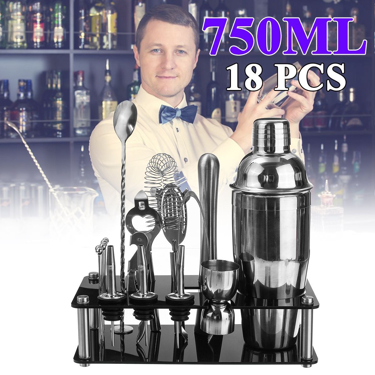 18Pcs-Cocktail-Shaker-Accessories-Set-Barware-Bar-Mixing-Making--Acrylic-Holder-1563163