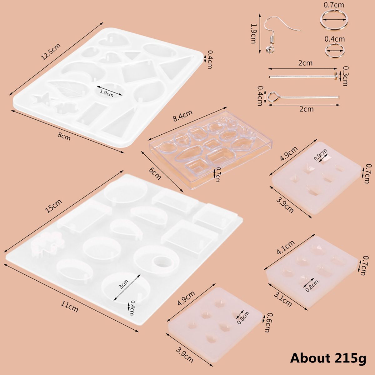 198pcs-Silicone-Mold-Making-Jewelry-Pendant-DIY-Resin-Casting-Craft-Tool-Kit-1739576