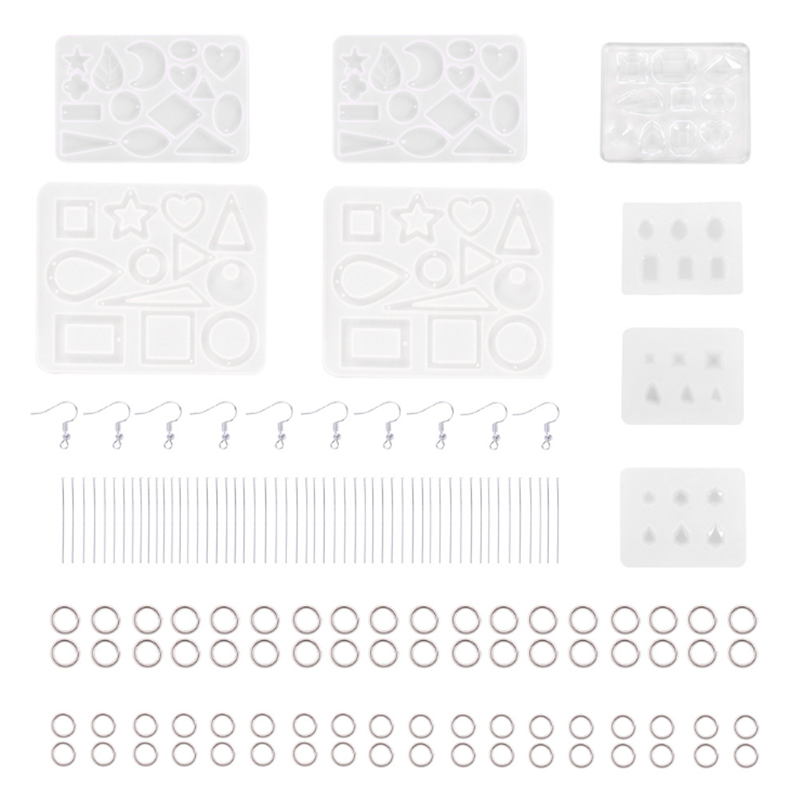 198pcs-Silicone-Mold-Making-Jewelry-Pendant-DIY-Resin-Casting-Craft-Tool-Kit-1739576