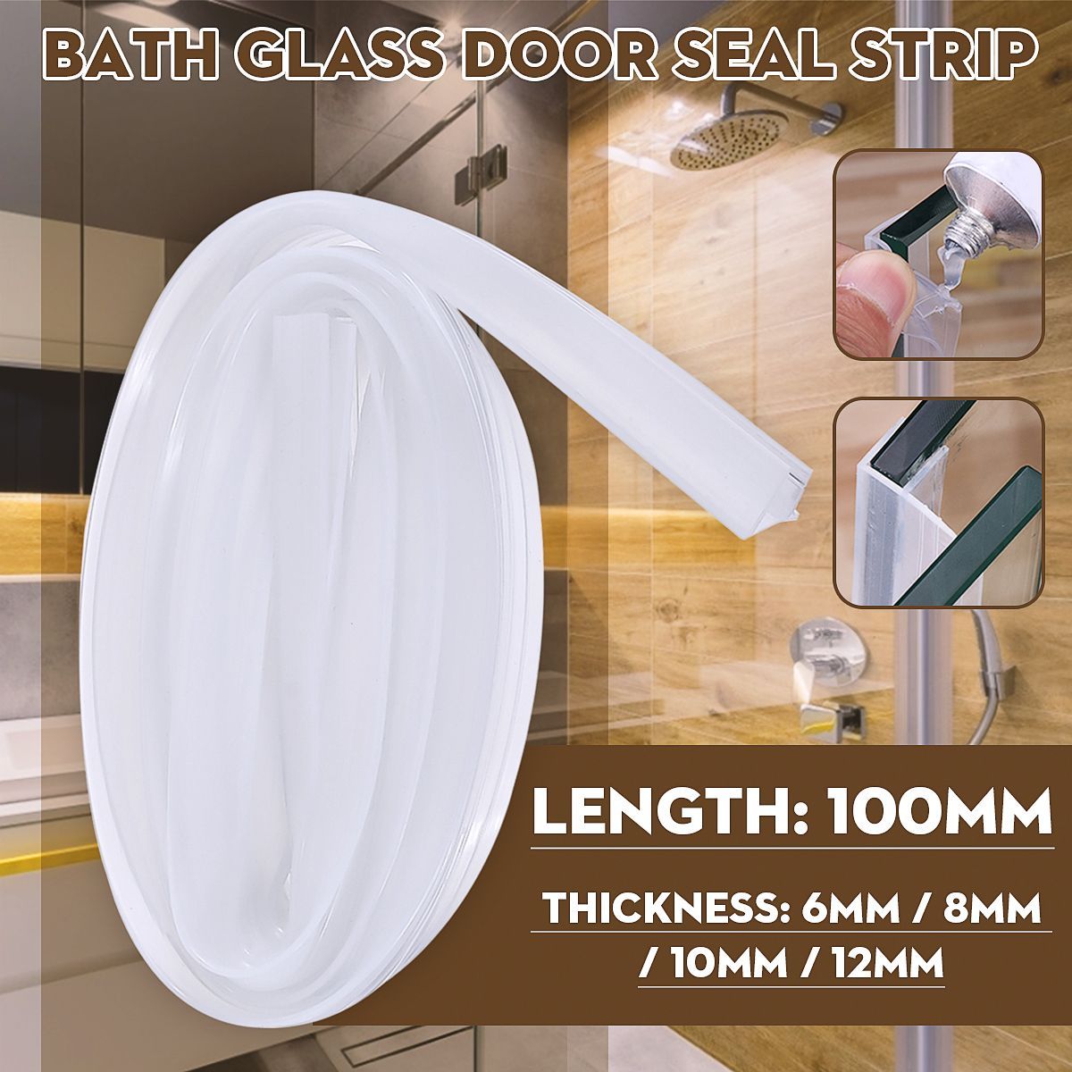 1M-F-Shape-Bath-Shower-Screen-Door-Window-Water-Sealing-Strip-Straight--681012mm-1561552
