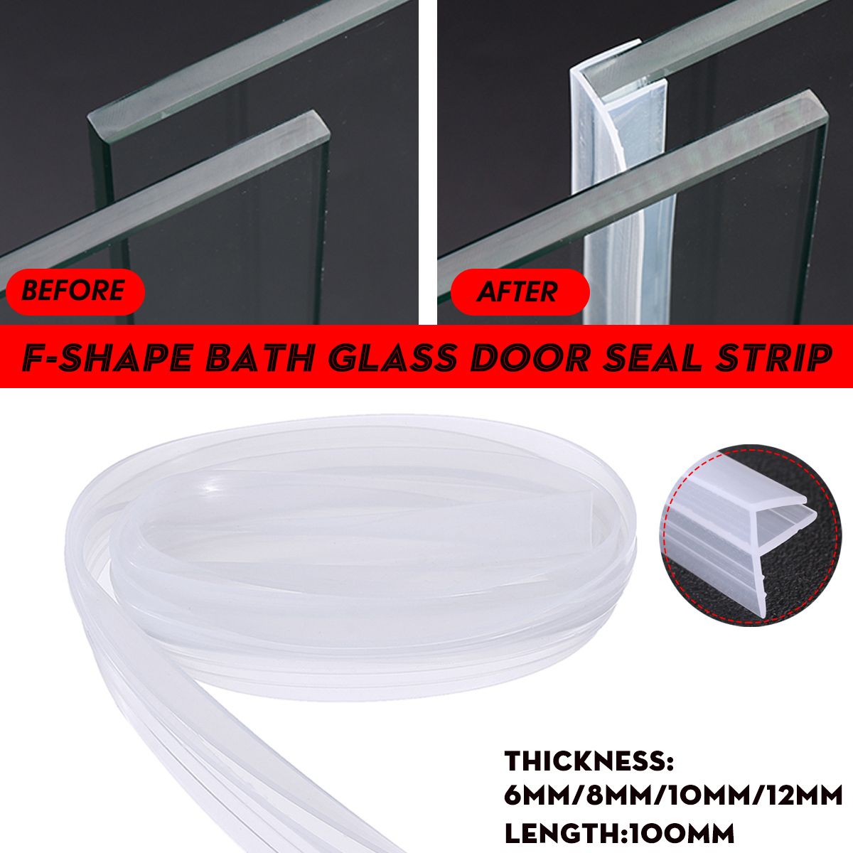 1M-F-Shape-Bath-Shower-Screen-Door-Window-Water-Sealing-Strip-Straight--681012mm-1561552