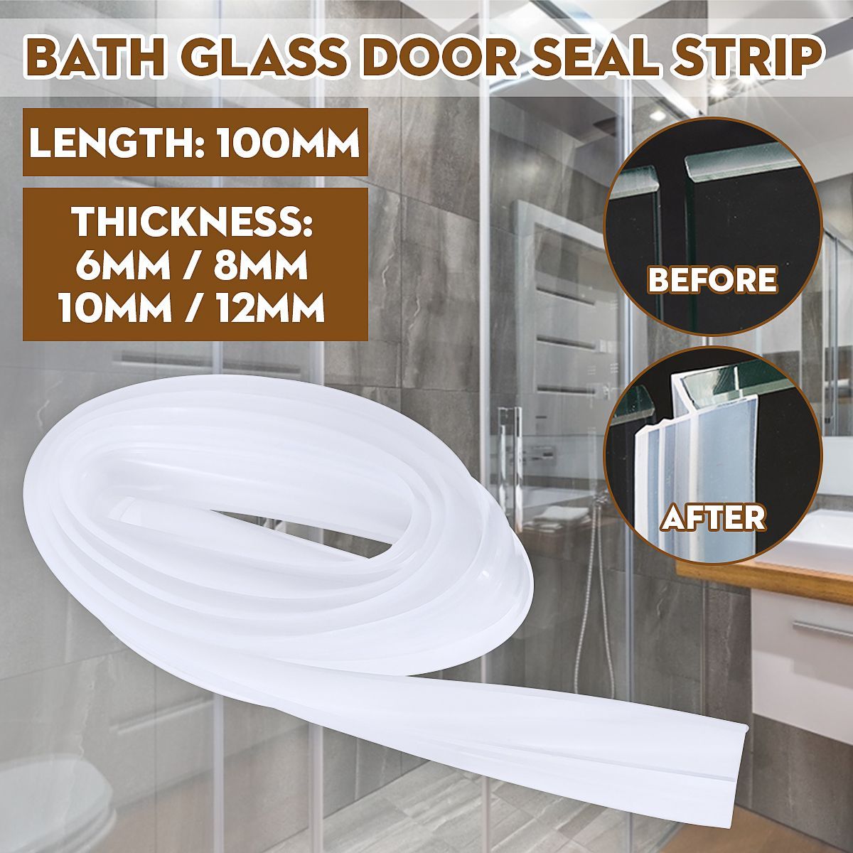 1M-h-Shape-Bath-Shower-Screen-Door-Window-Water-Sealing-Strip-Straight--681012mm-1561554