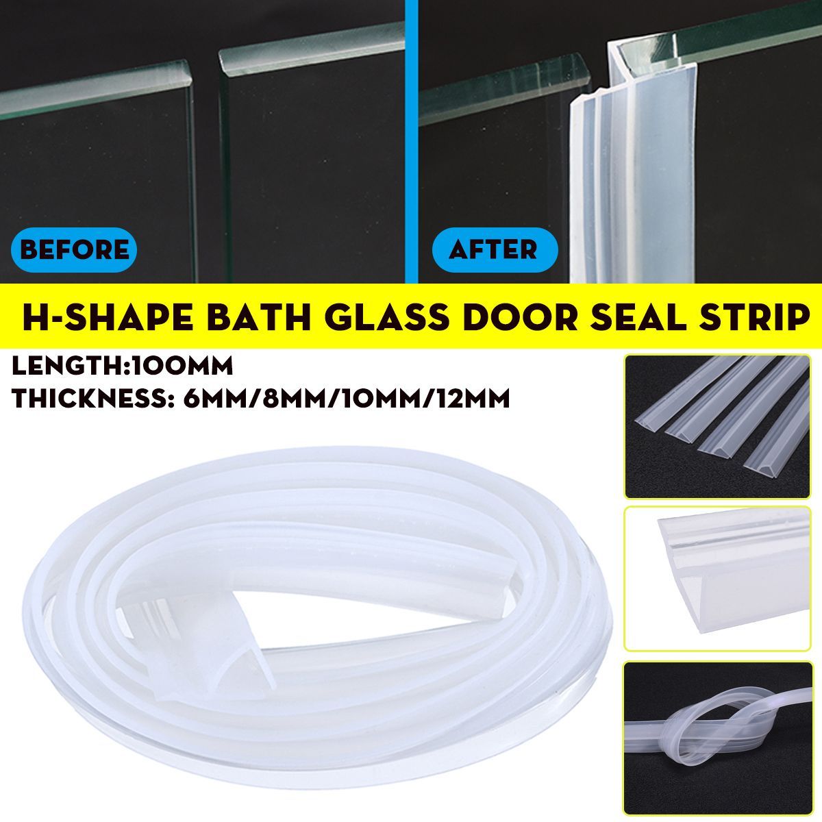 1M-h-Shape-Bath-Shower-Screen-Door-Window-Water-Sealing-Strip-Straight--681012mm-1561554