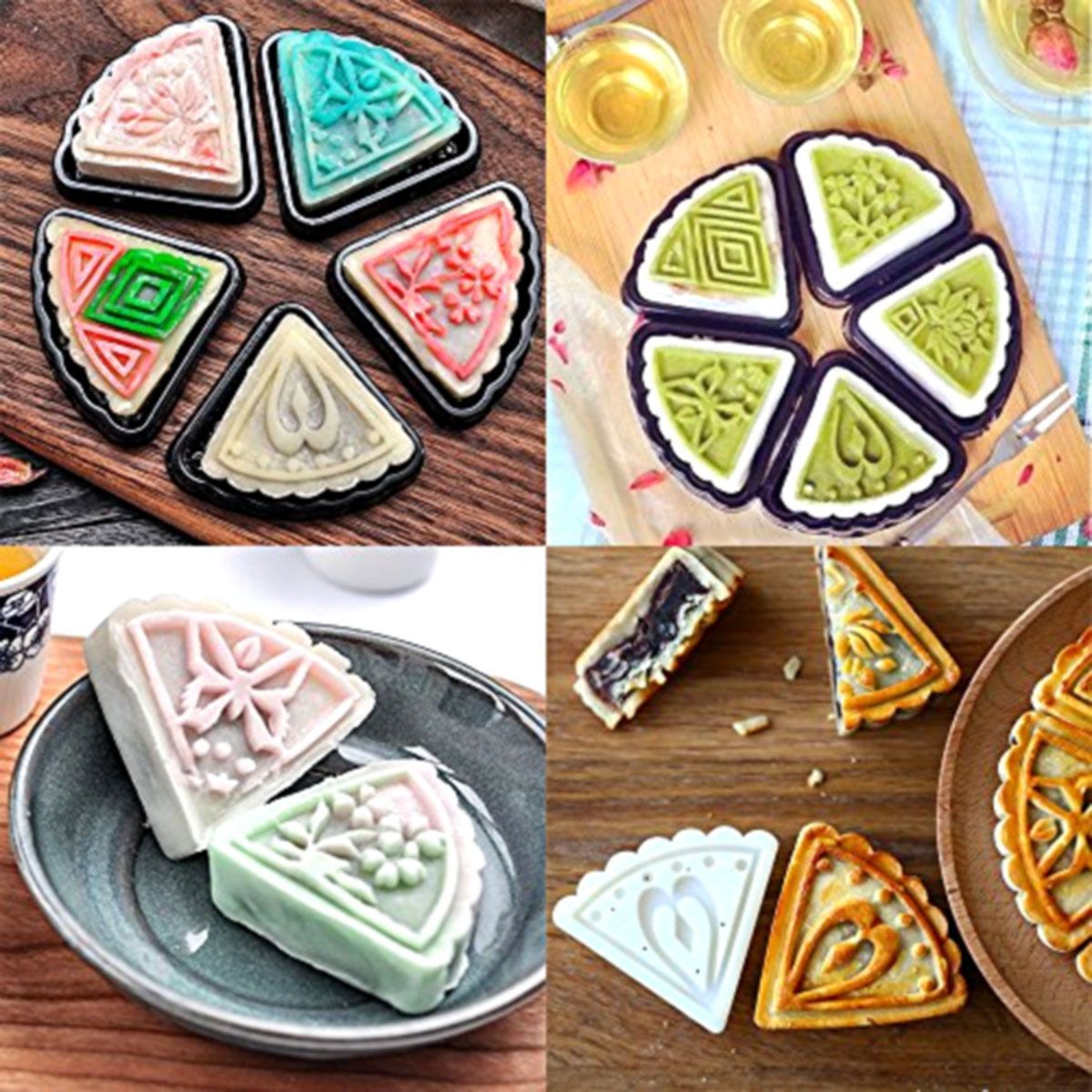 2-Sets-Mooncake-Pastry-Press-Mold-DIY-Hand-Flower-Pattern-Mould-50g-w11-Stamps-Round-Triangle-1338620