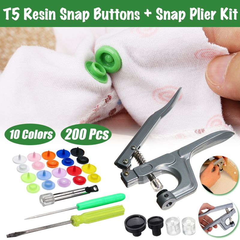 200PCS-Button-Fastener-Snap-Pliers-T5-Plastic-Resin-Press-Stud-1744455