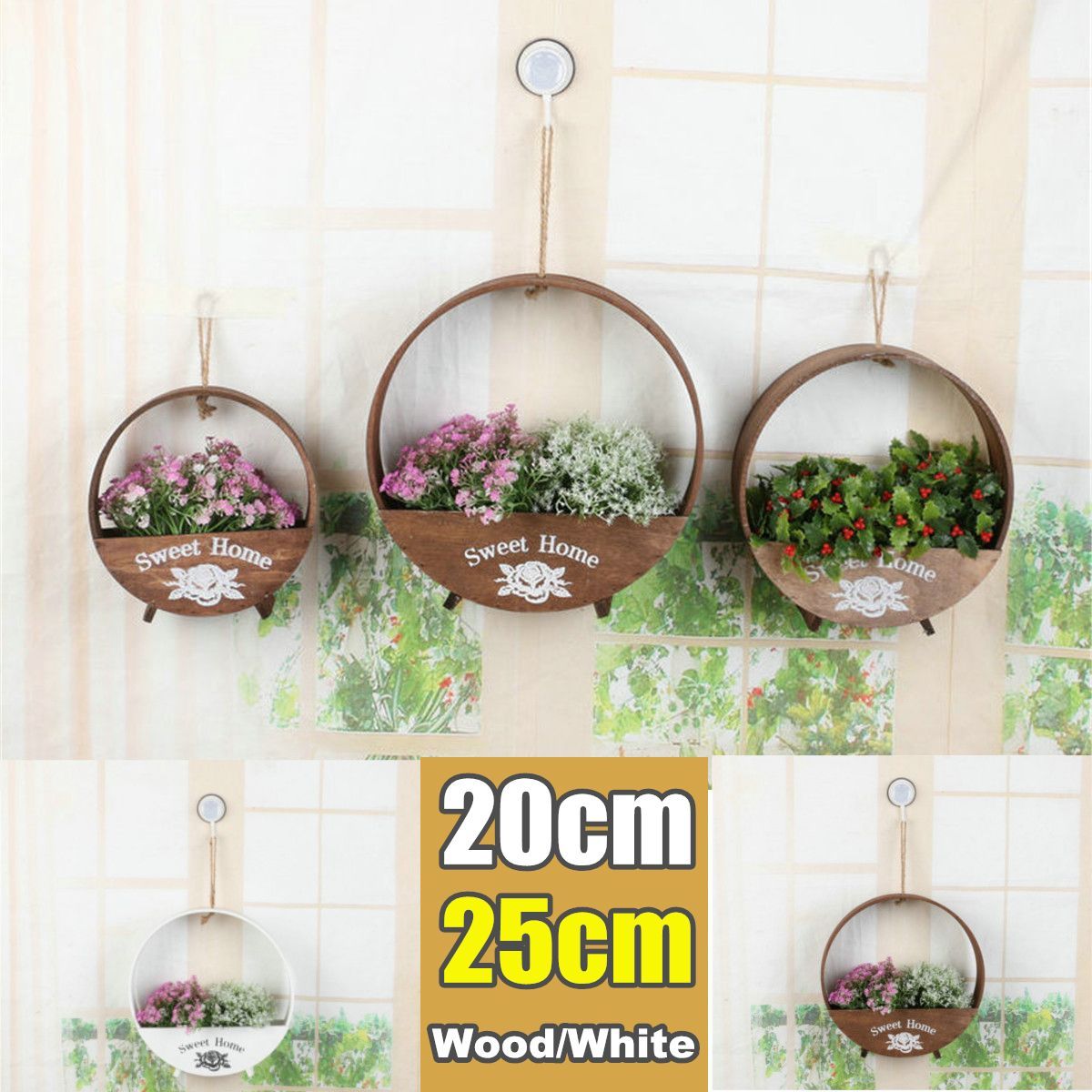 2025cm-Flower-Pot-House-Garden-Plant-Holder-Hanger-Wall-Hanging-Rope-Basket-1439669