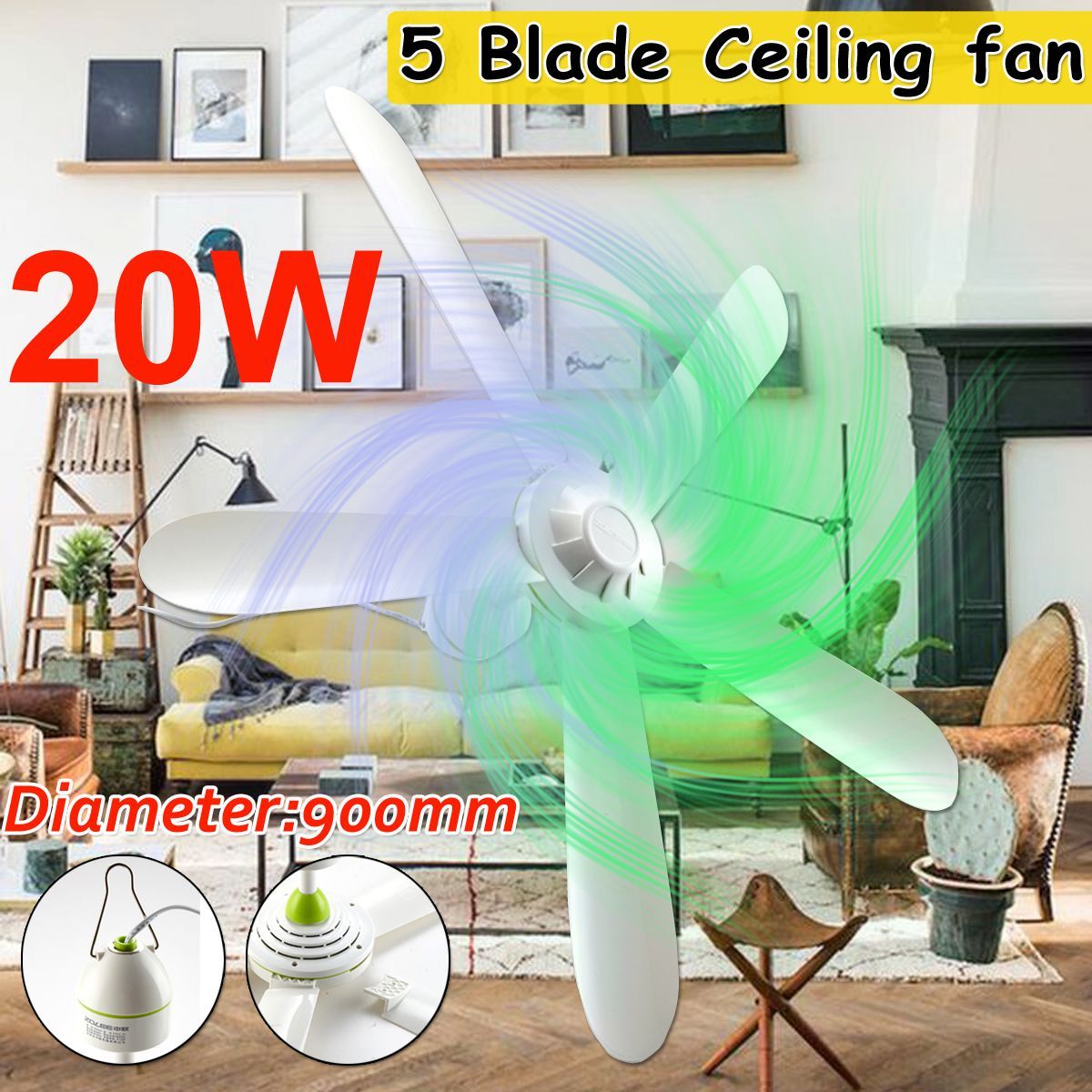 20W-90CM-Electric-Portable-5-Blade-Hanging-Mini-Ceiling-Fan-Cooler-220V-1543423