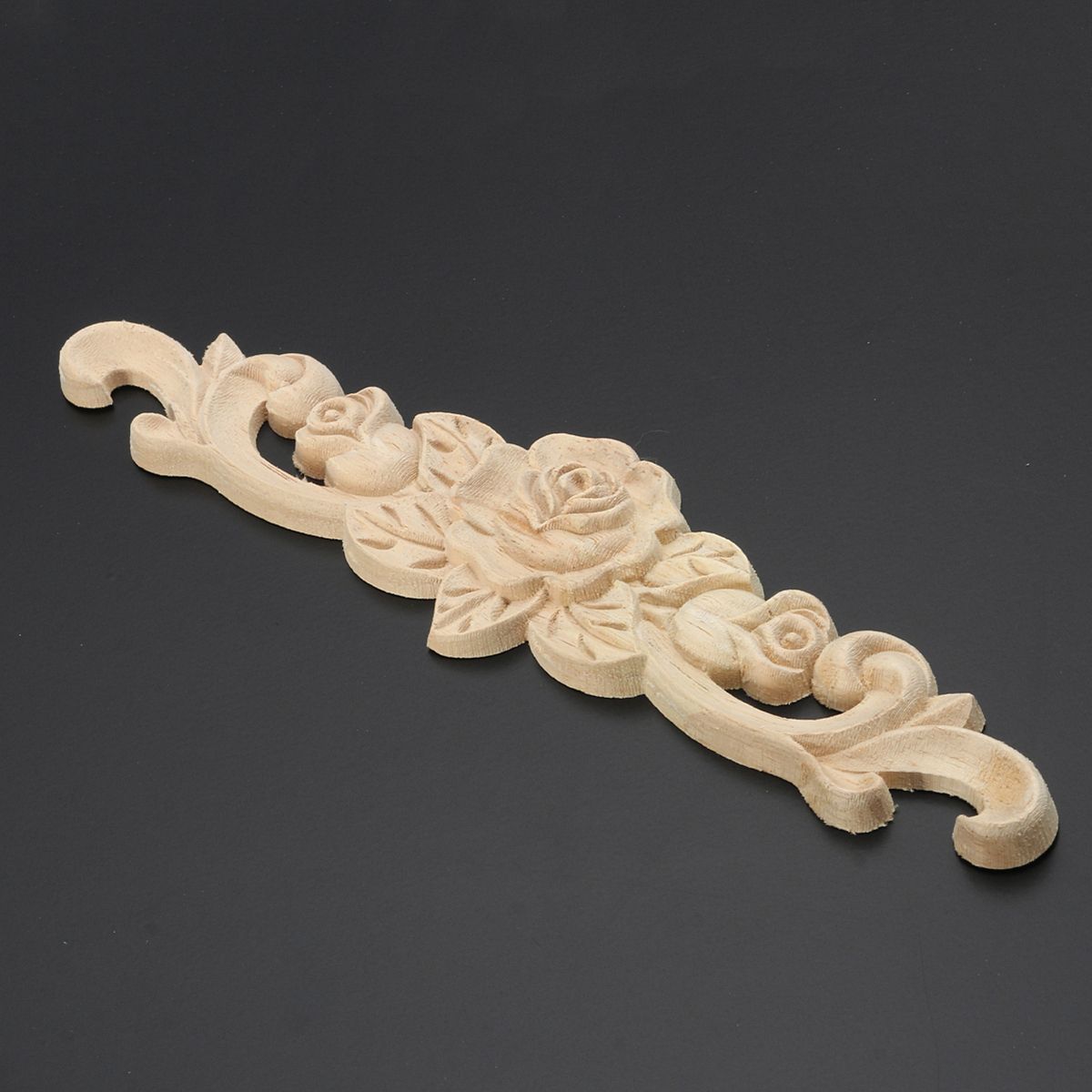 20X5cm-Wood-Carved-Onlay-Applique-Unpainted-Rose-Flower-Door-Decoration-1139204