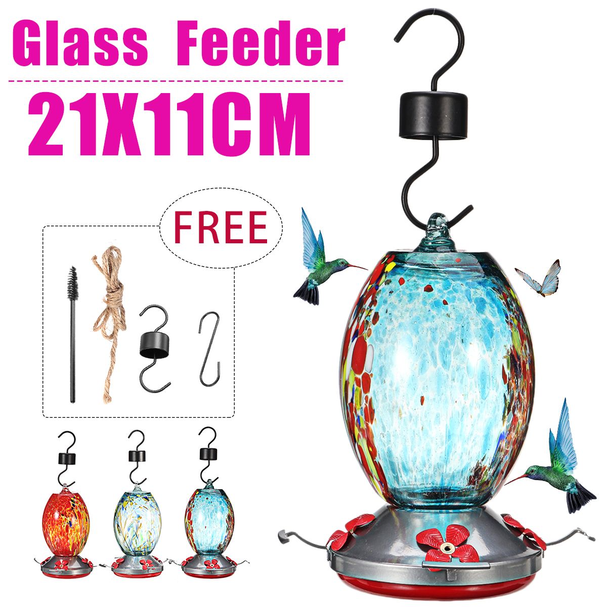 21x11cm-Bird-Feeder-Plastic-Flower-Bird-Feeder-Stained-Durable-Glass-Bottle-Hummingbird-Feeder-1731710