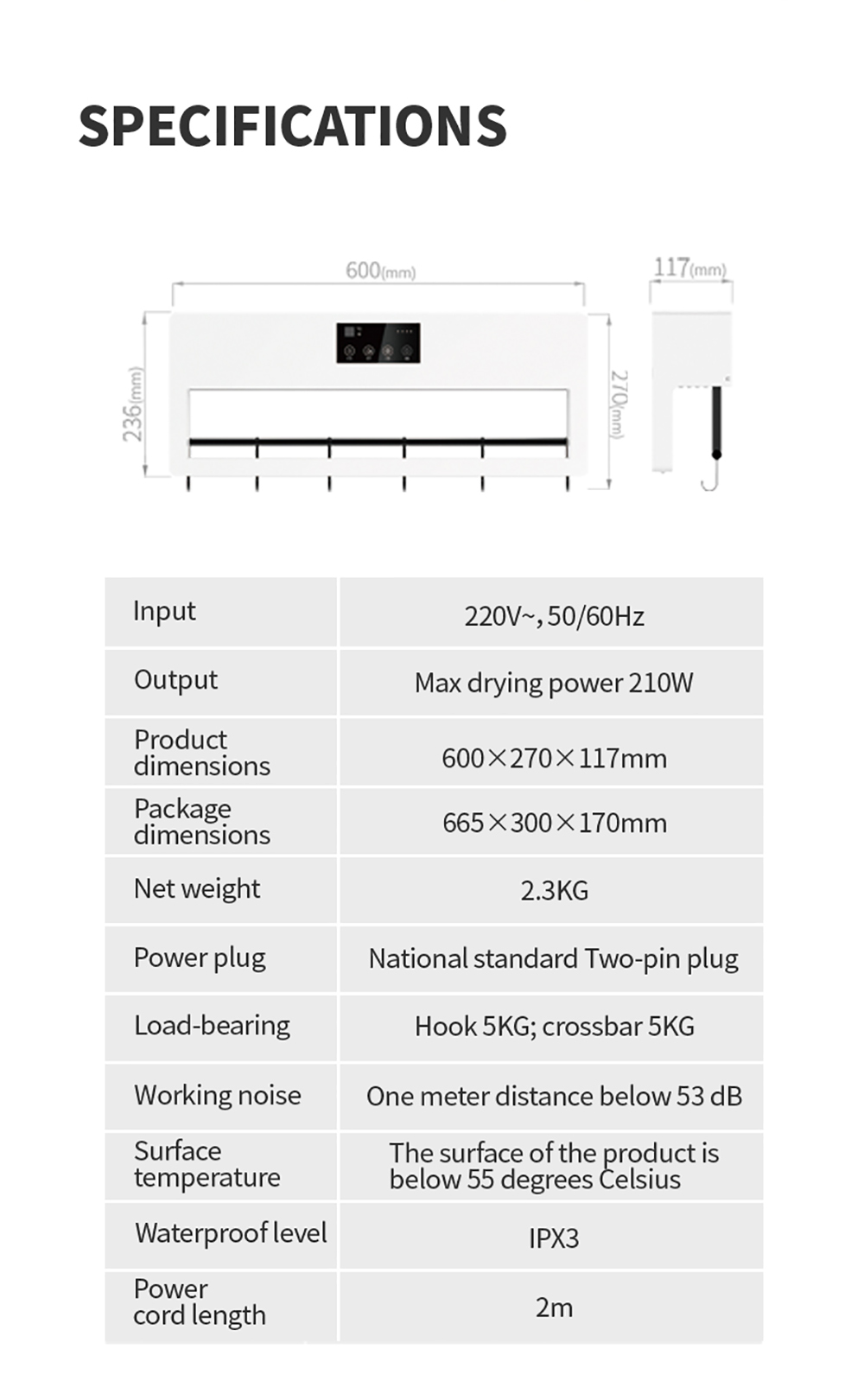 220V-210W-White-Waterproof-Smart-Towels-Dryer-Electric-Towel-Rack-Body-Induction-UV-Sterilization-Di-1655596