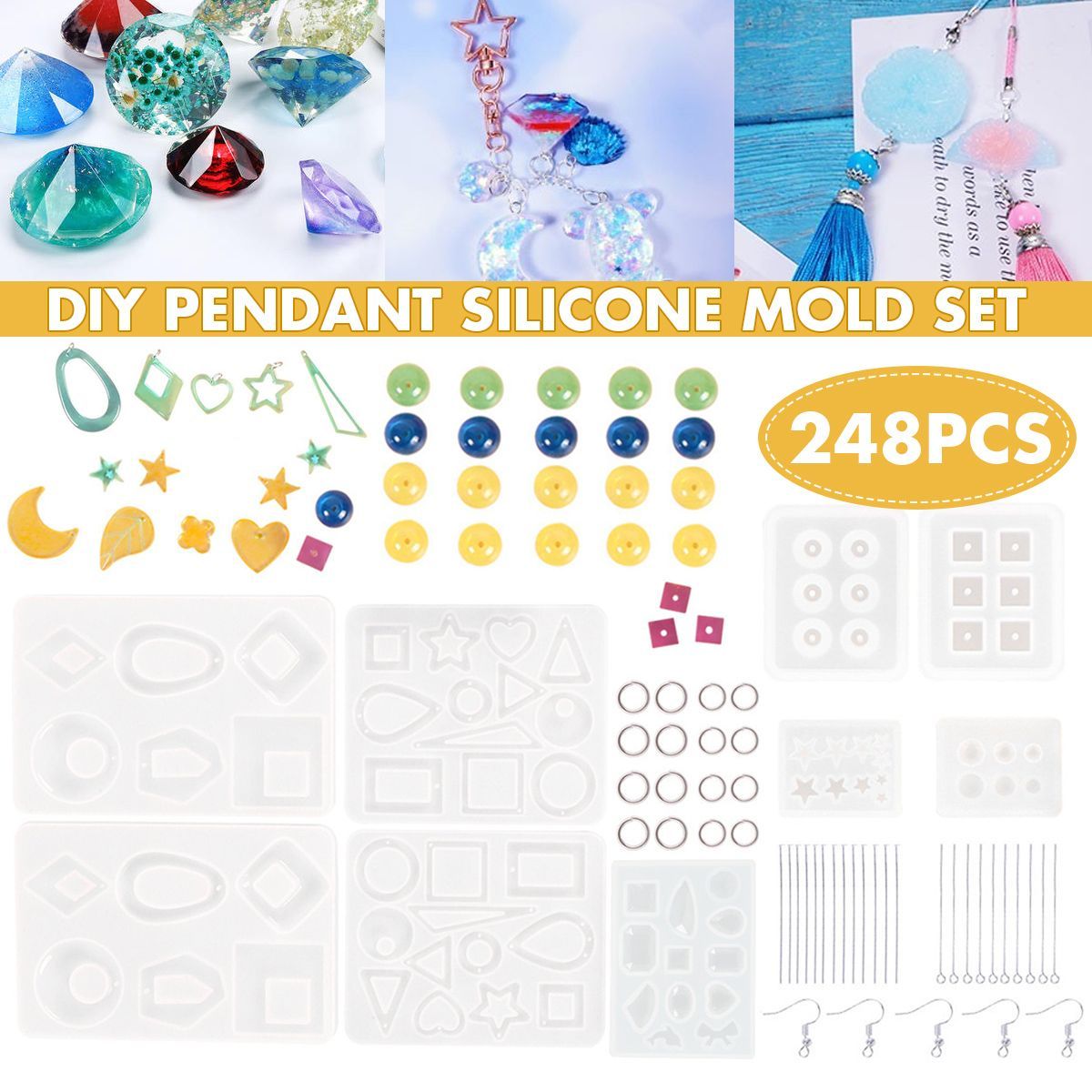 248PCS-Silicone-Earring-Pendant-Mold-Necklace-Jewelry-Resin-Mould-Casting-Craft-1704653