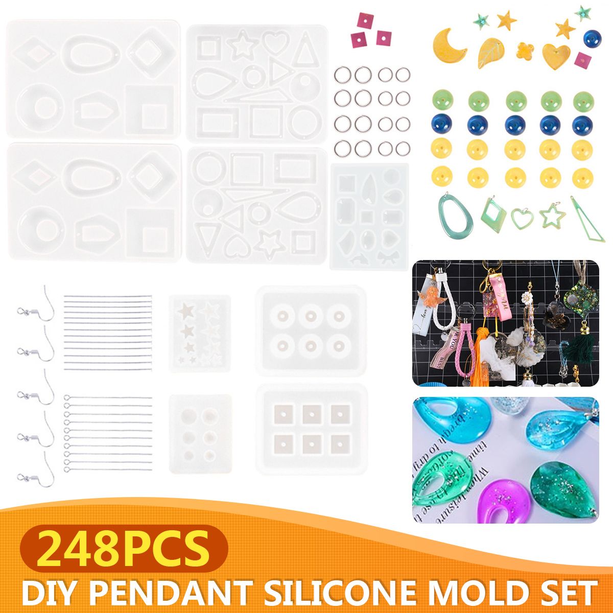 248PCS-Silicone-Earring-Pendant-Mold-Necklace-Jewelry-Resin-Mould-Casting-Craft-1704653