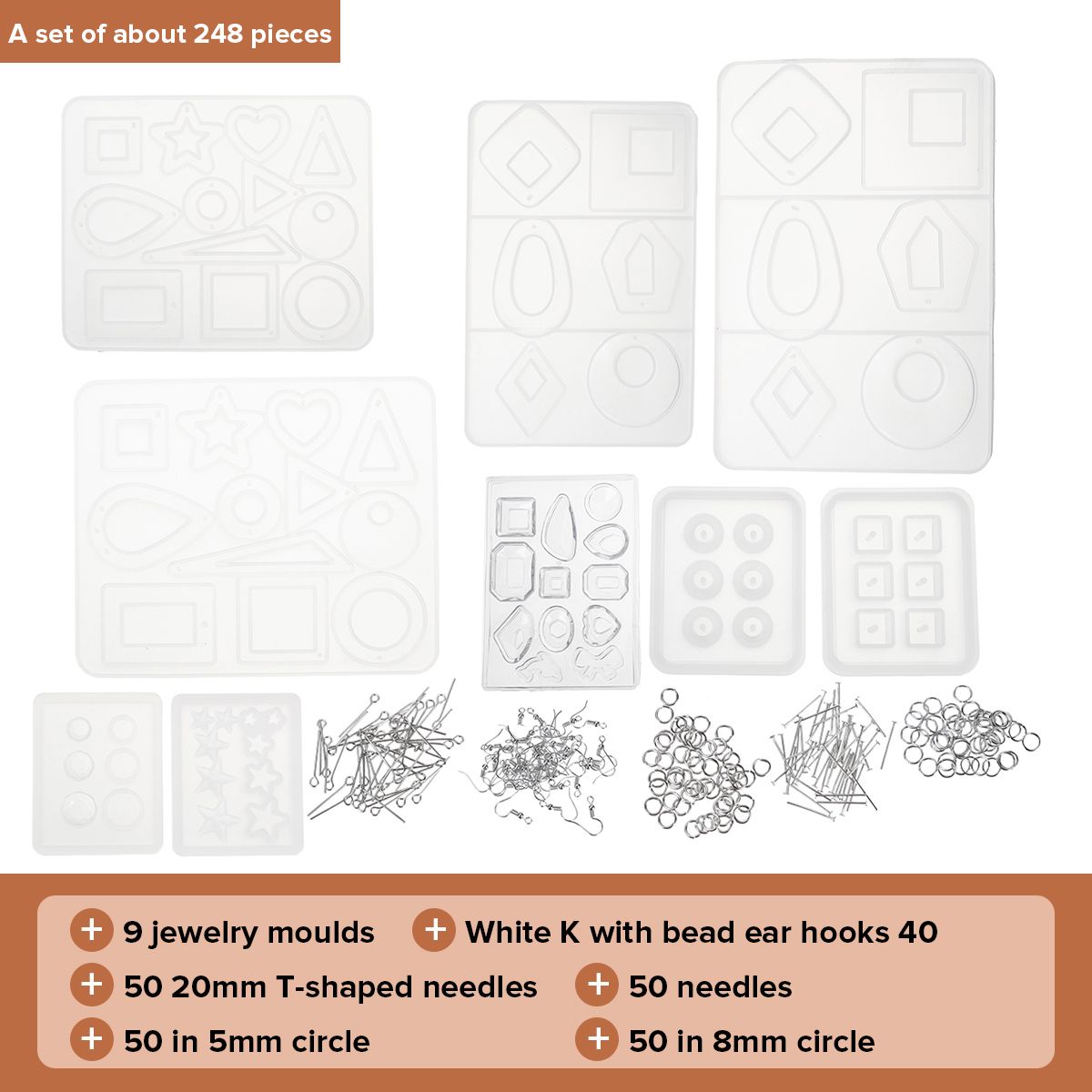 248PCS-Silicone-Earring-Pendant-Mold-Necklace-Jewelry-Resin-Mould-Casting-Craft-1704653