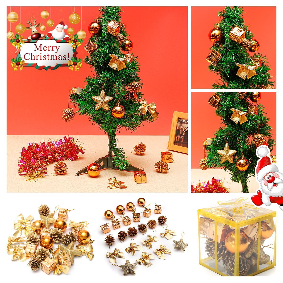 24PCS-Gold-Glitter-Balls-Christmas-Baubles-XMAS-Tree-Hanging-Ornament-Decorations-1372971