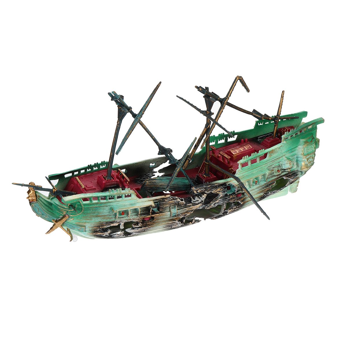 24cm-Broken-Resin-Wreck-Sailing-Boat-Sunk-Ship-Air-Split-Fish-Tank-Cave-Decorations-1622706