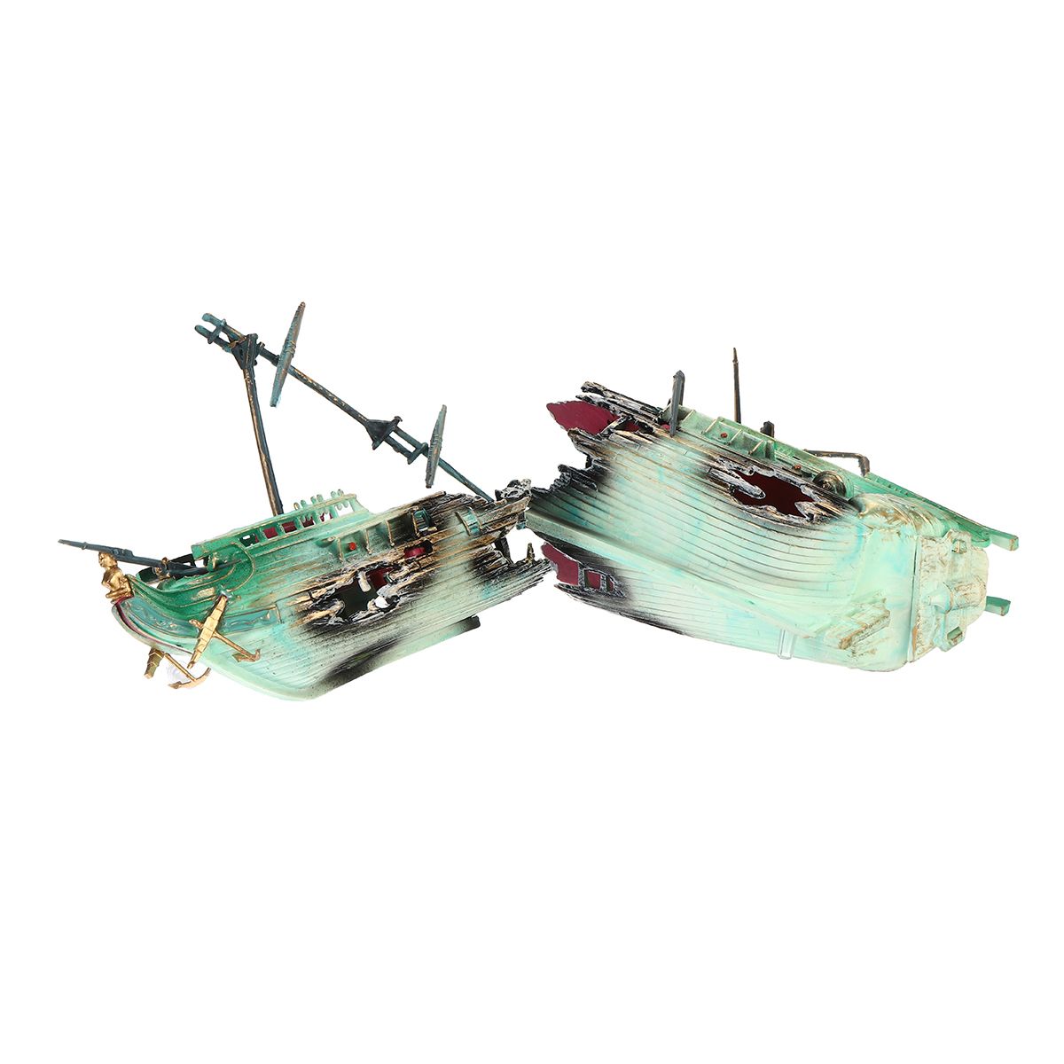 24cm-Broken-Resin-Wreck-Sailing-Boat-Sunk-Ship-Air-Split-Fish-Tank-Cave-Decorations-1622706