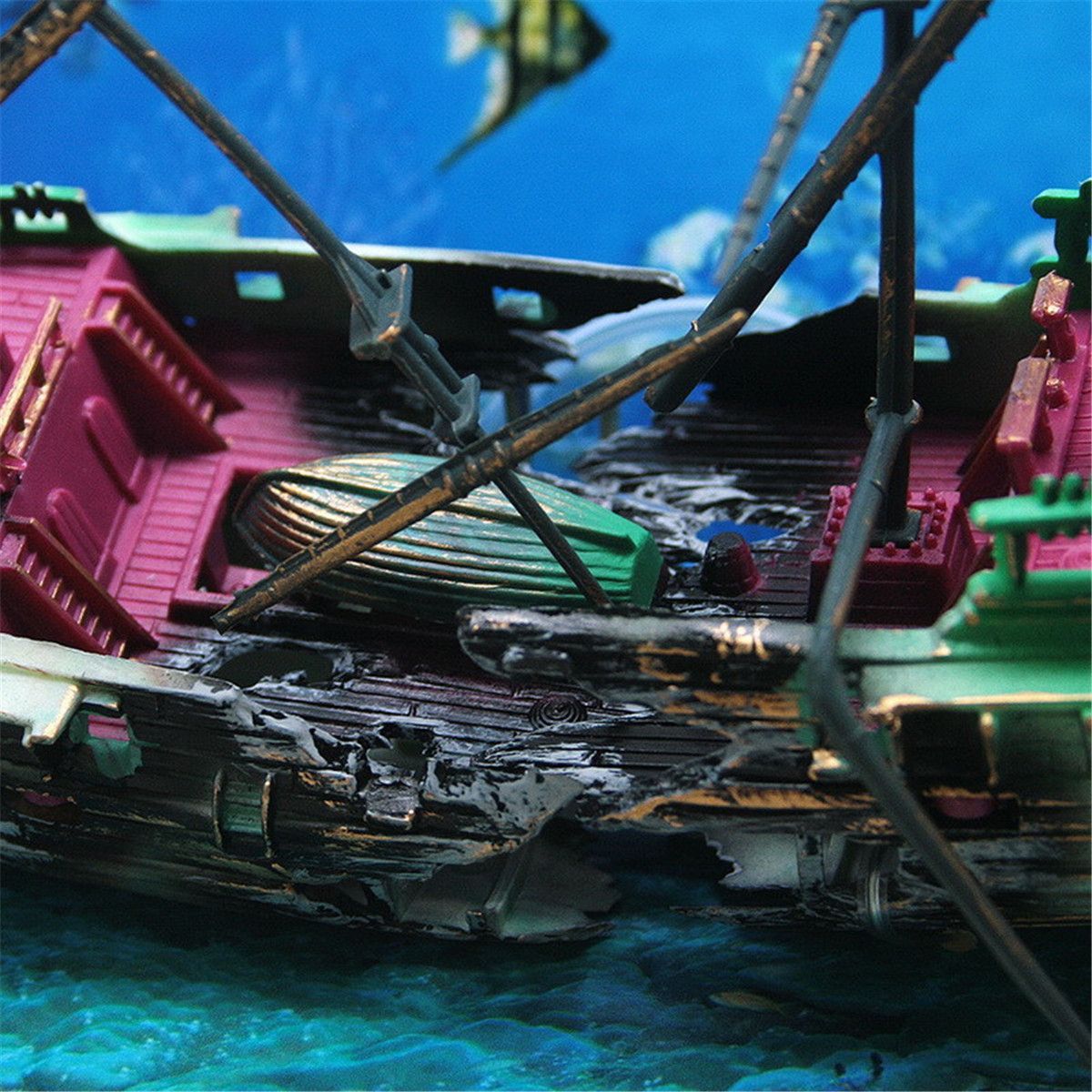 24cm-Broken-Resin-Wreck-Sailing-Boat-Sunk-Ship-Air-Split-Fish-Tank-Cave-Decorations-1622706