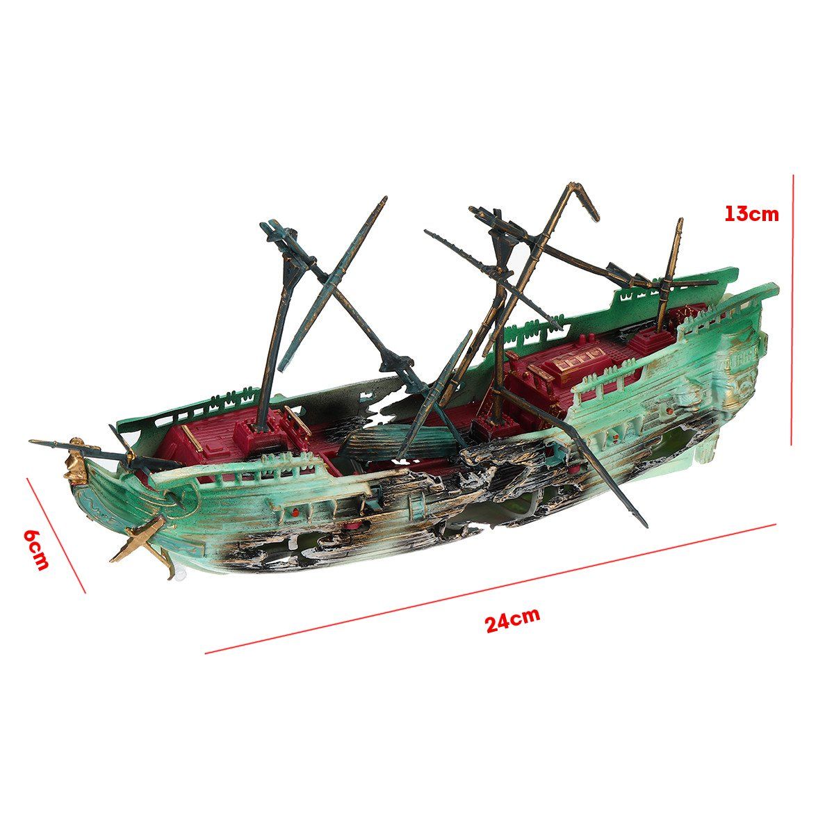 24cm-Broken-Resin-Wreck-Sailing-Boat-Sunk-Ship-Air-Split-Fish-Tank-Cave-Decorations-1622706