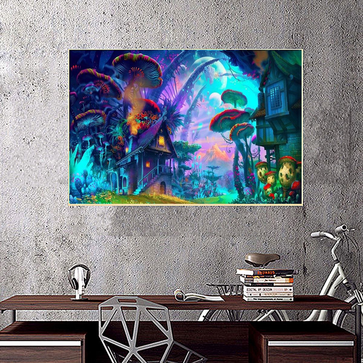 24x36-Psychedelic-Mushroom-Town-Art-Print-Fabric-Silk-Poster-Wall-Home-Decorations-1618564