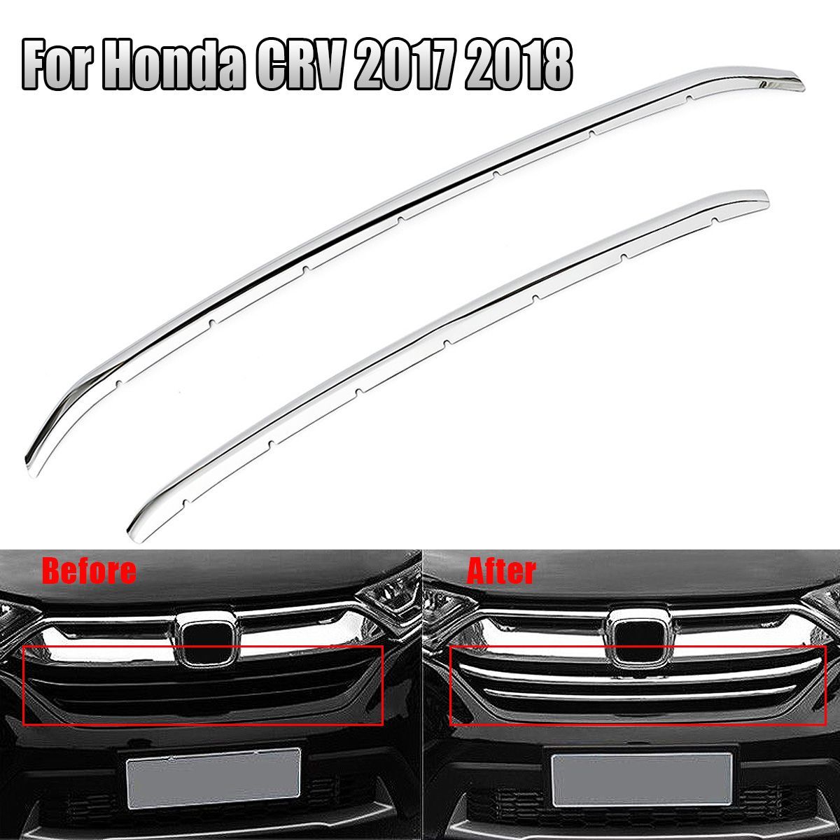 2PCS-Stainless-Steel-Front-Bumper-Grill-Grille-Strip-For-Honda-CRV-2017-2018-1751650